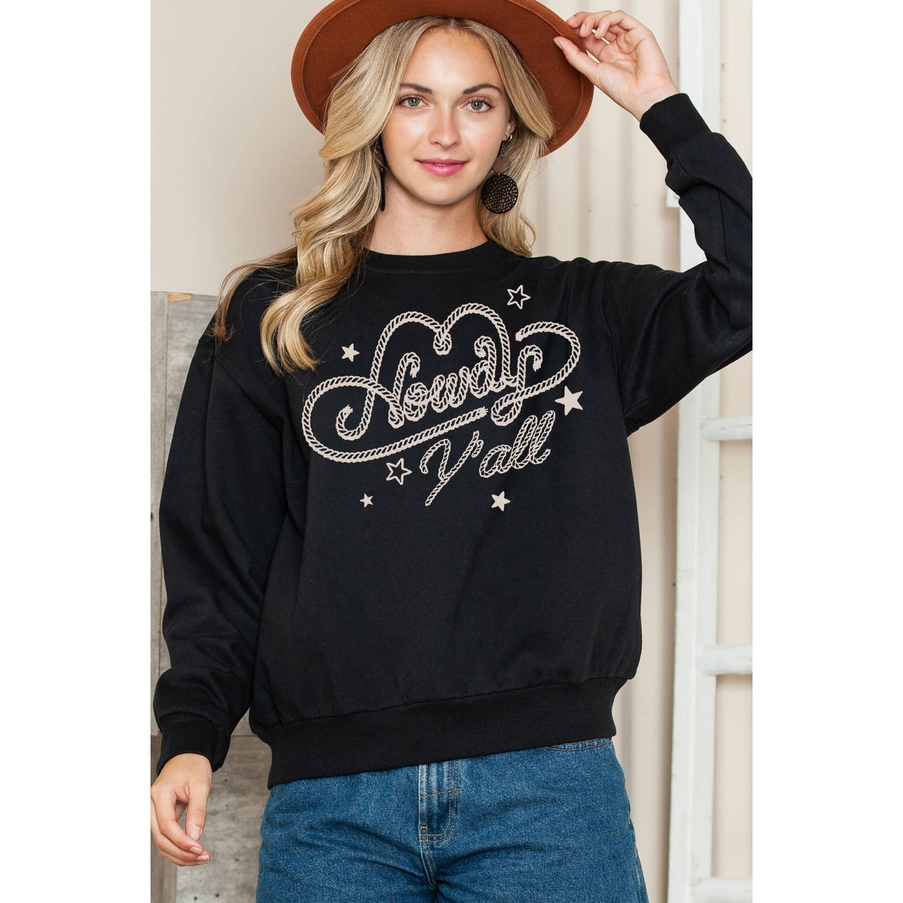 Howdy Yall - Long Sleeve Crewneck Sweatshirt T-Shirts, Hoodie | PodTeesHub.com