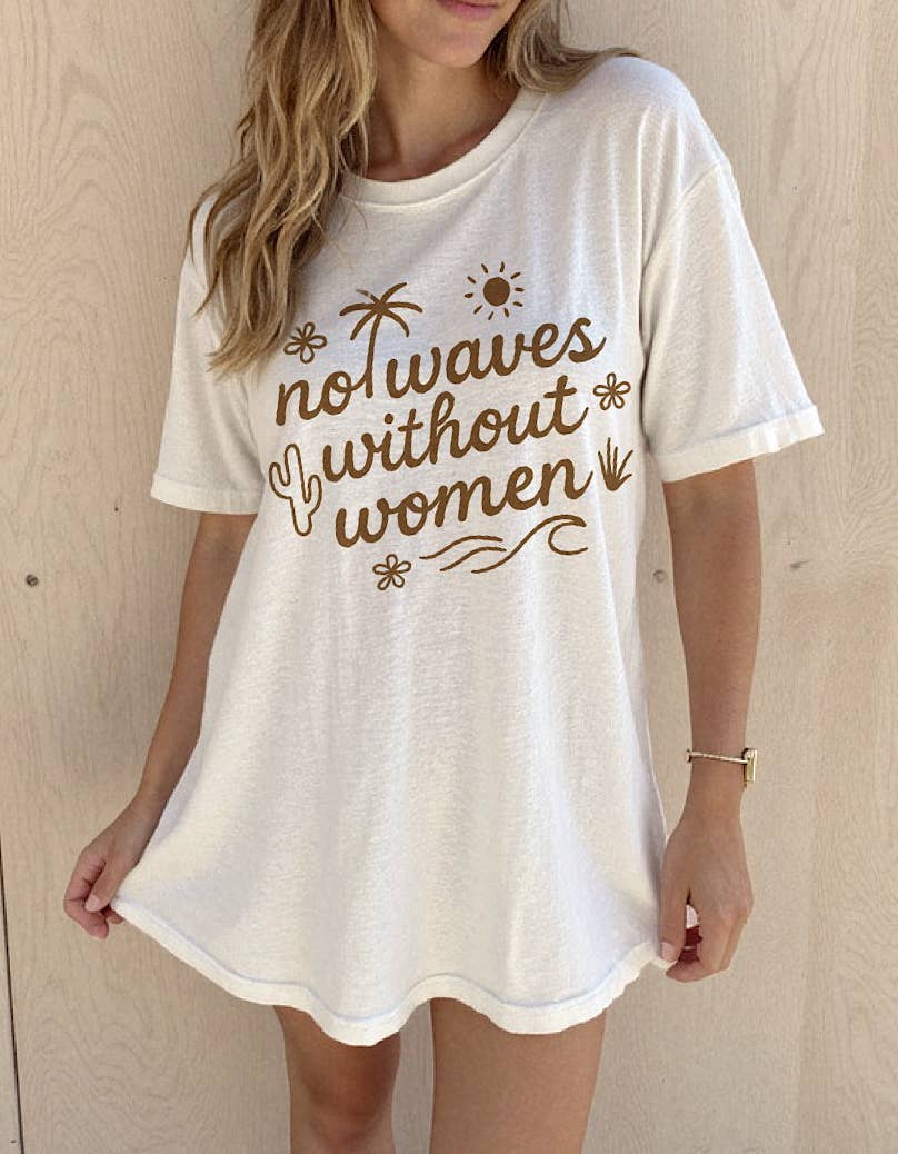 No Waves Without Women Collage Feminist Graphic Tee - White Hoodie, Sweatshirt | PodTeesHub.com