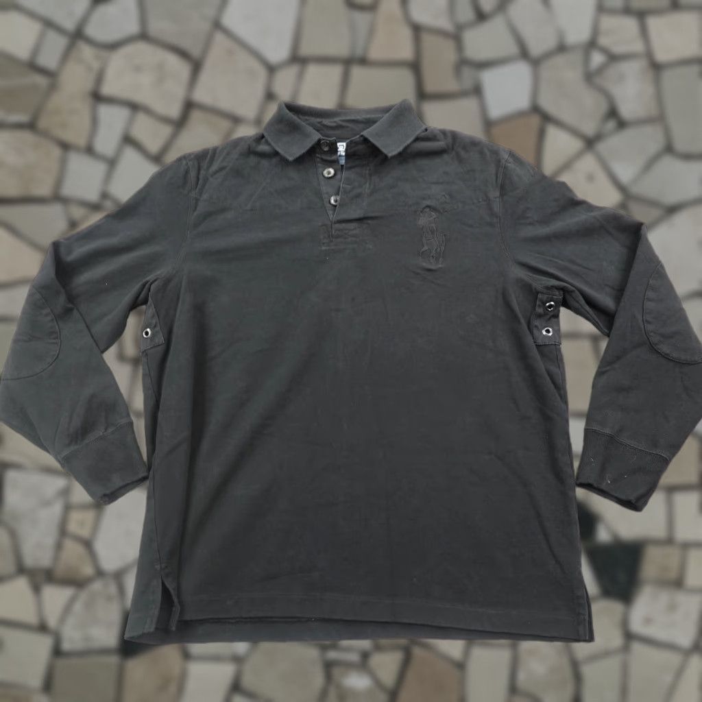 Polo Ralph Lauren Vintage Polo Ralph Lauren Polo Shirt Mens Xl Black Quilted Rugby Big Pony Custom F Hoodie, Sweatshirt