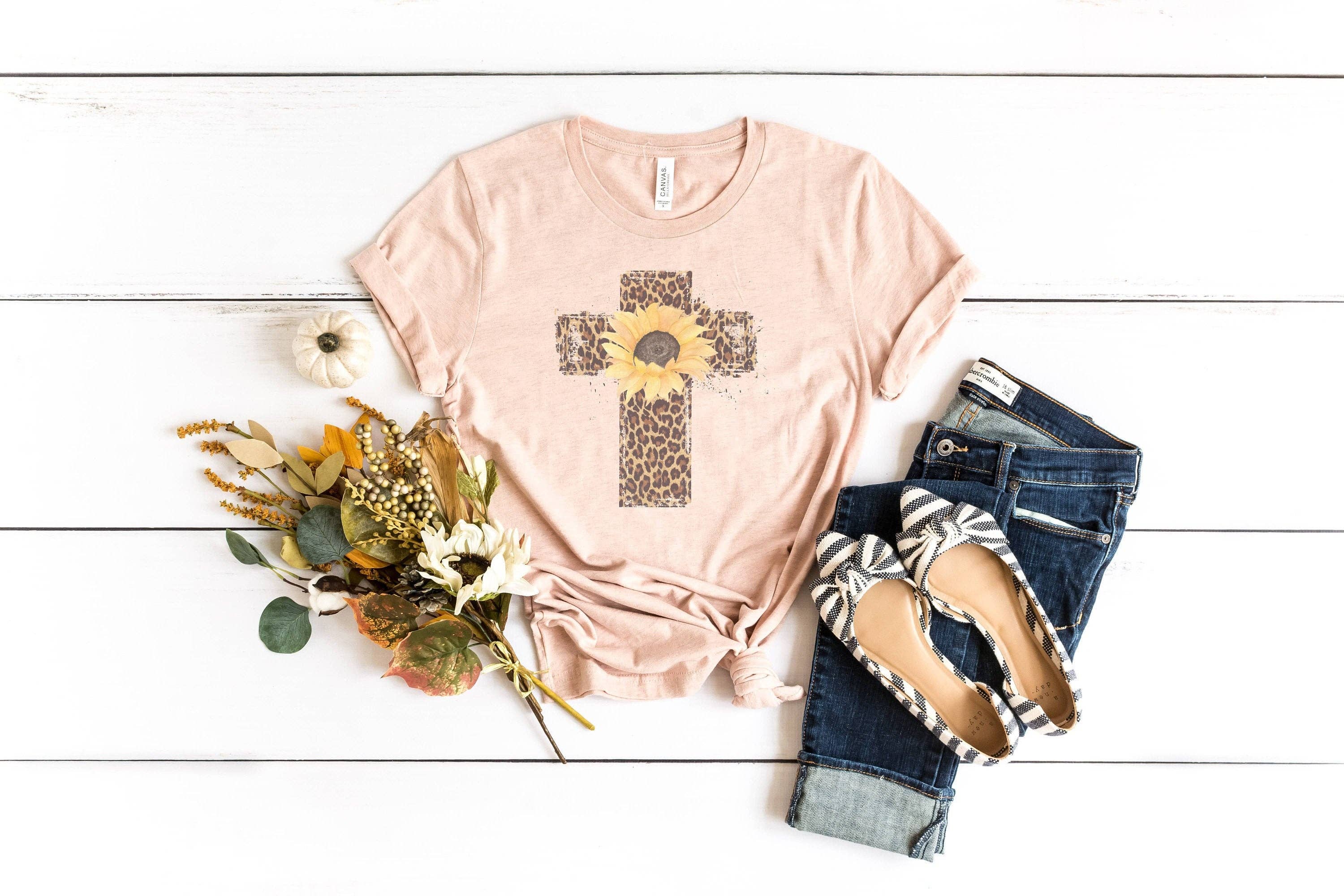 Leopard Sunflower Cross | Christian Tshirt Hoodie, Sweatshirt | PodTeesHub.com