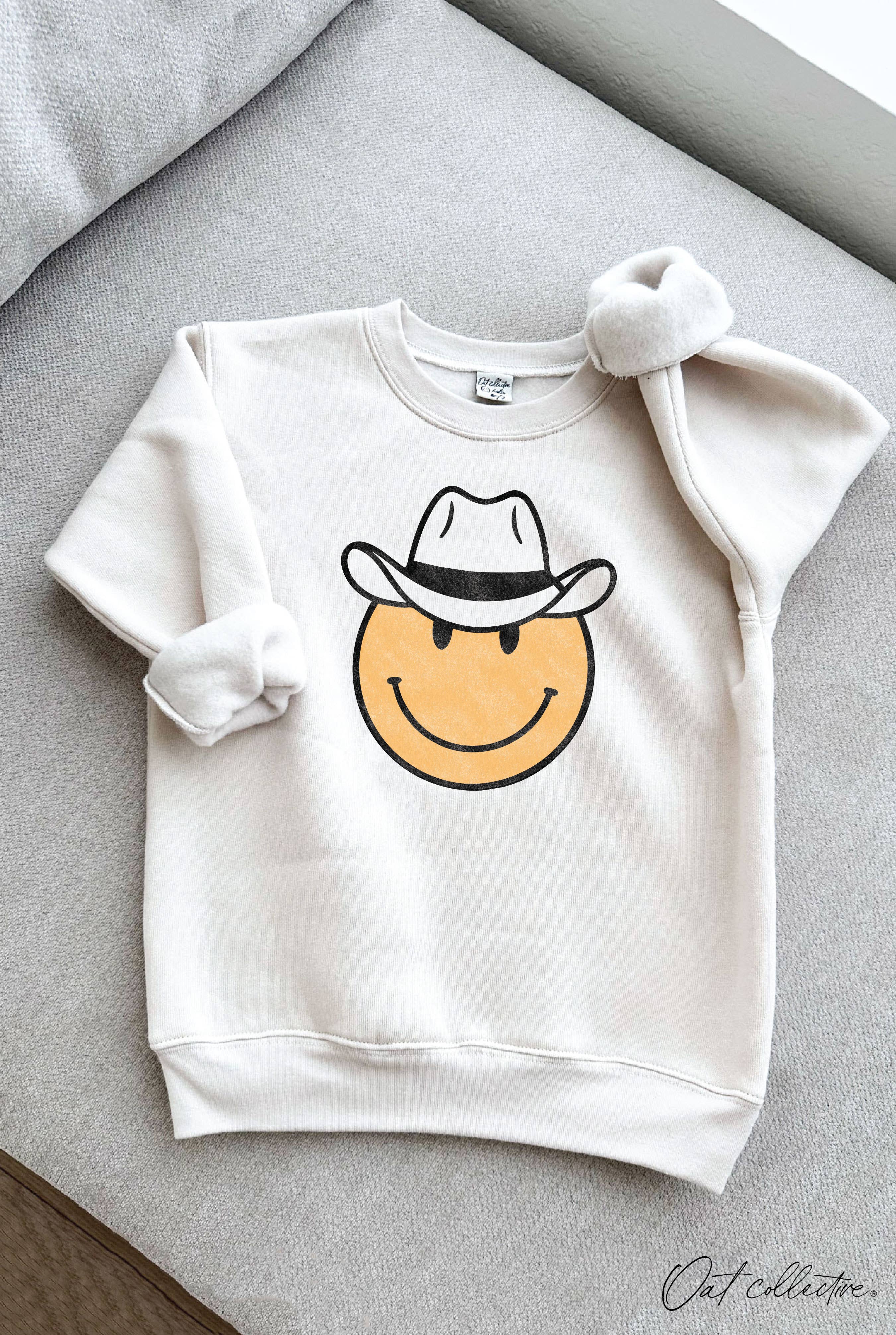 Cowboy Smiley Face Unisex Youth Graphic Sweatshirt T-Shirts, Hoodie | PodTeesHub.com