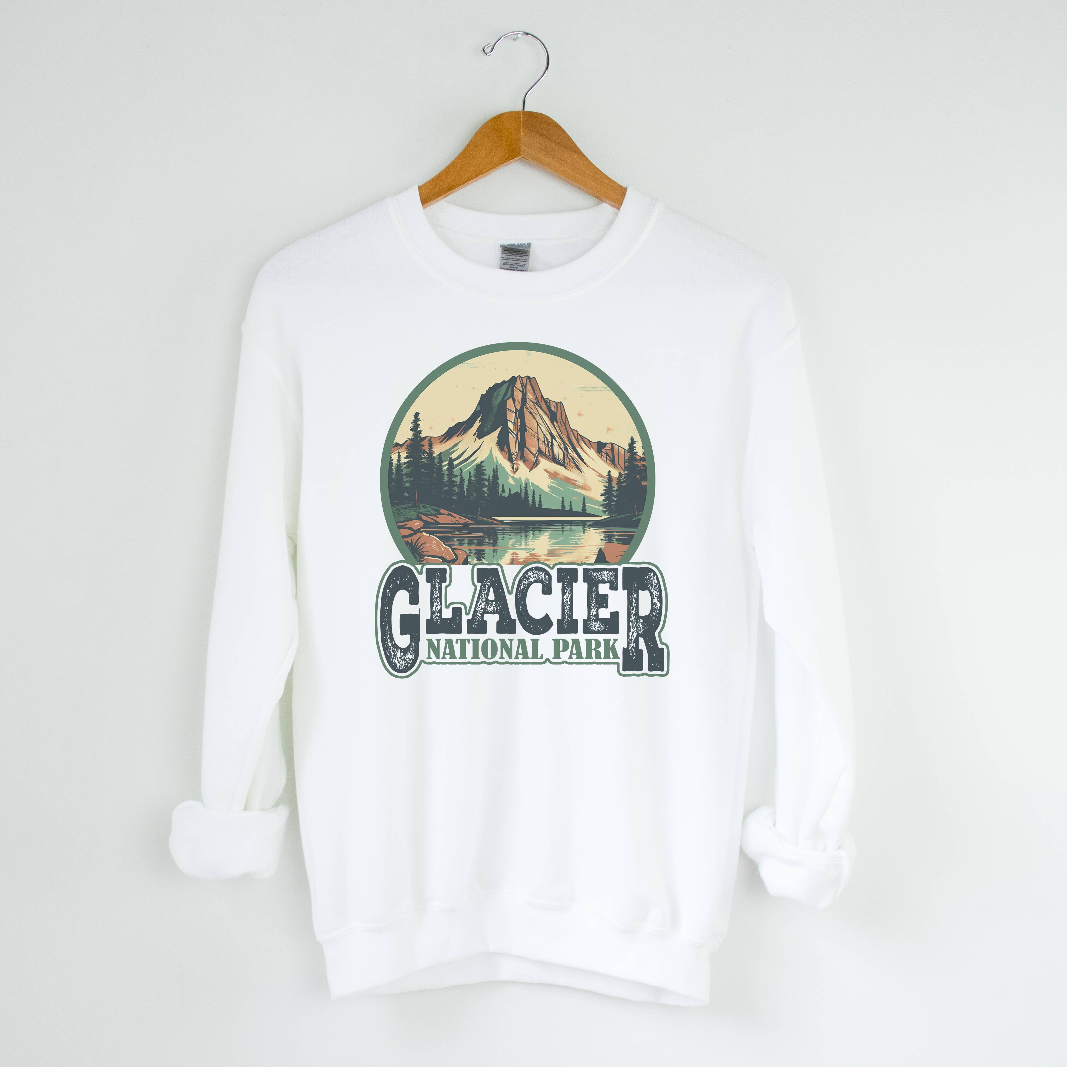 Glacier White Sweatshirt | National Park |Sizes S-2XL T-Shirts, Hoodie | PodTeesHub.com