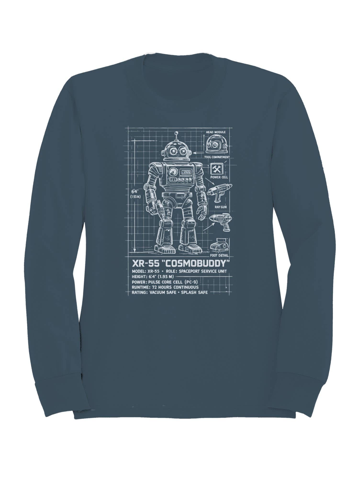 XR-55 "Cosmobuddy" Blueprint Design Men's Sweatshirt T-Shirts, Hoodie | PodTeesHub.com