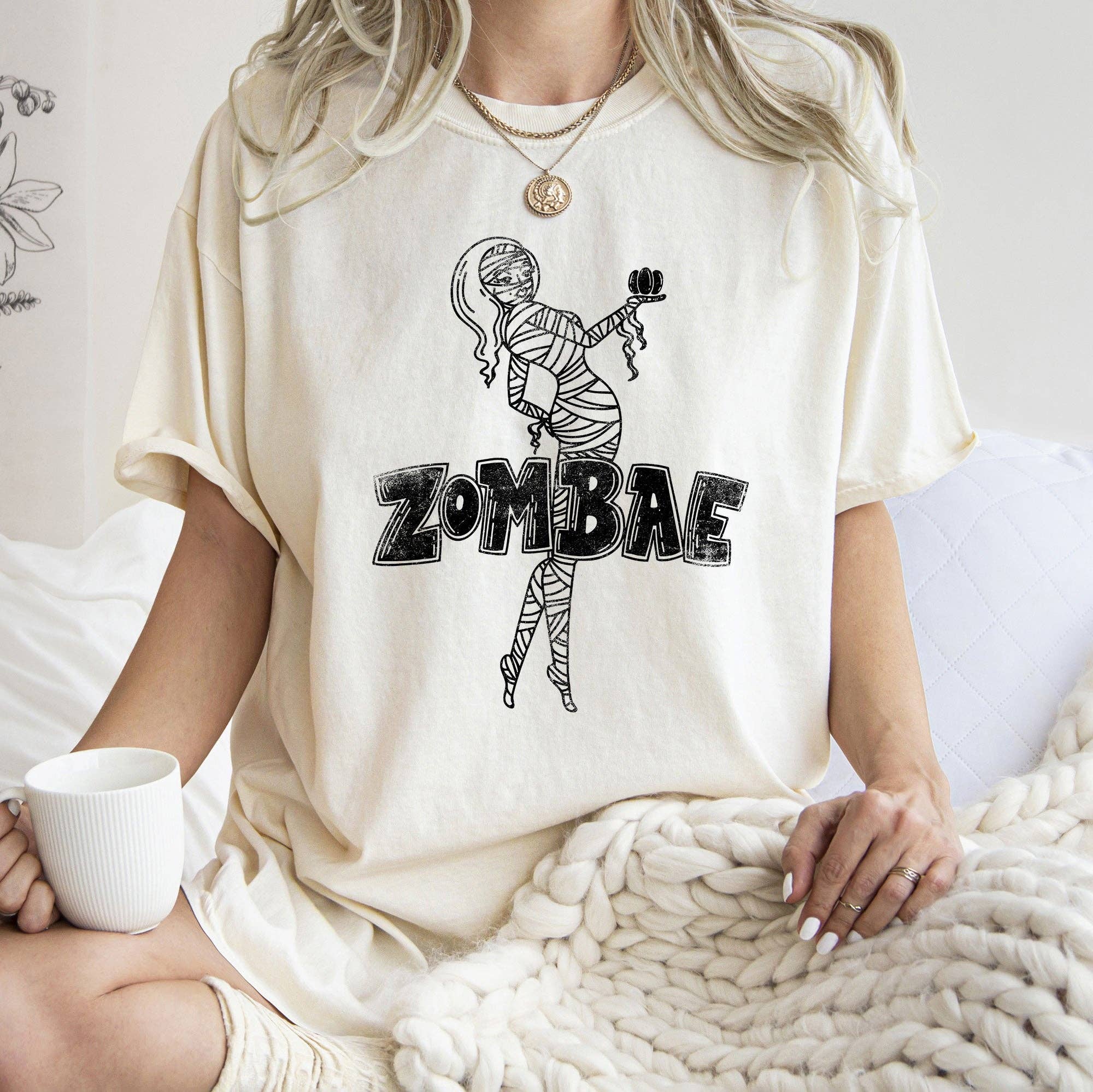 Zombae Funny Retro Halloween T-Shirt Black Print Hoodie, Sweatshirt | PodTeesHub.com