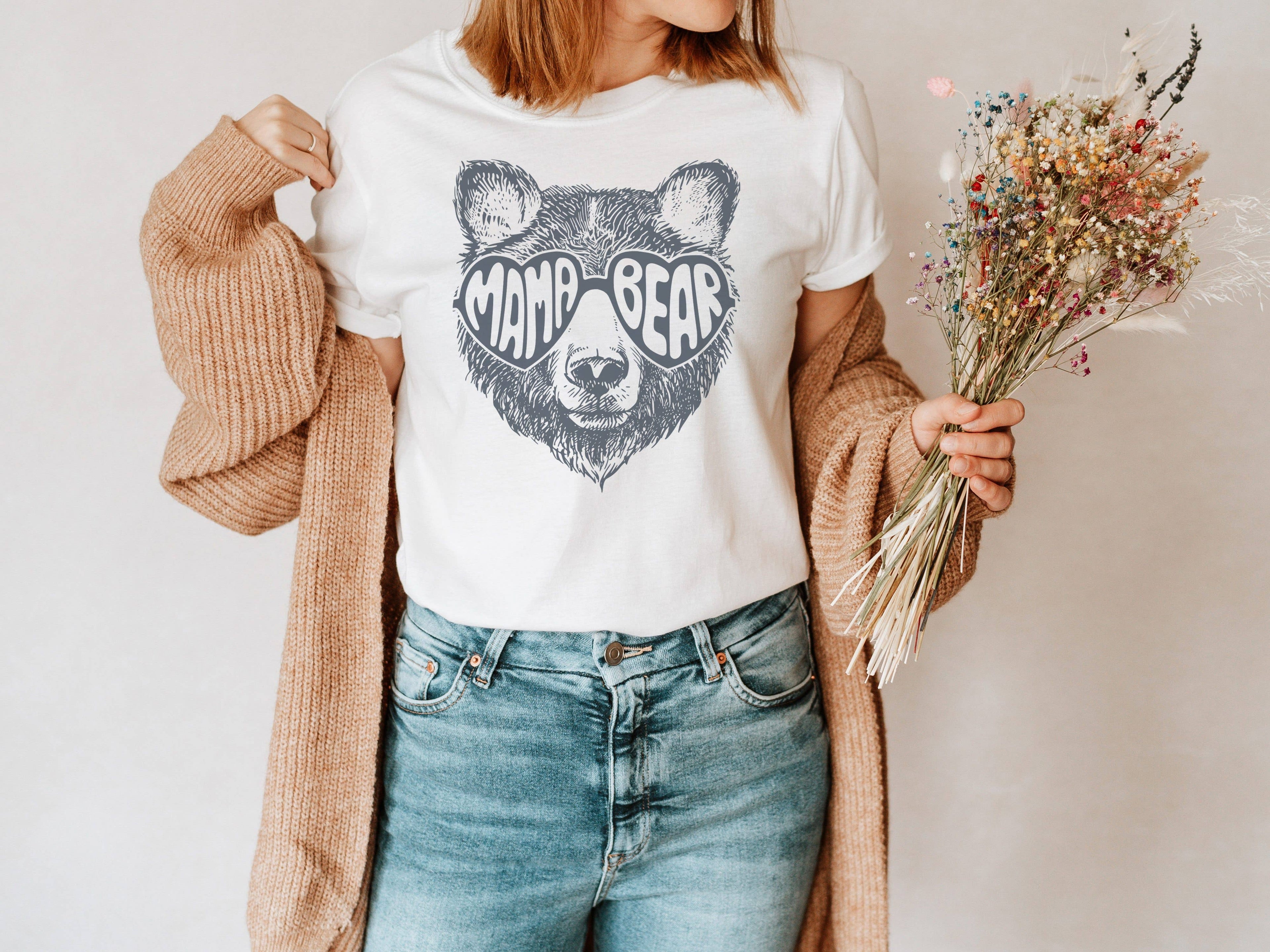 Mama Bear with Sunglasses Graphic Tee Hoodie, Sweatshirt | PodTeesHub.com