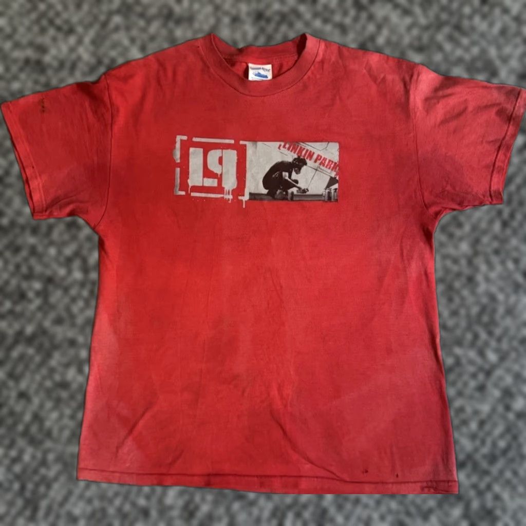 Vintage Linkin Park Meteora T Shirt Size L Red Men Short Sleeve Crew Neck Band Rock 2003 200 Hoodie, Sweatshirt