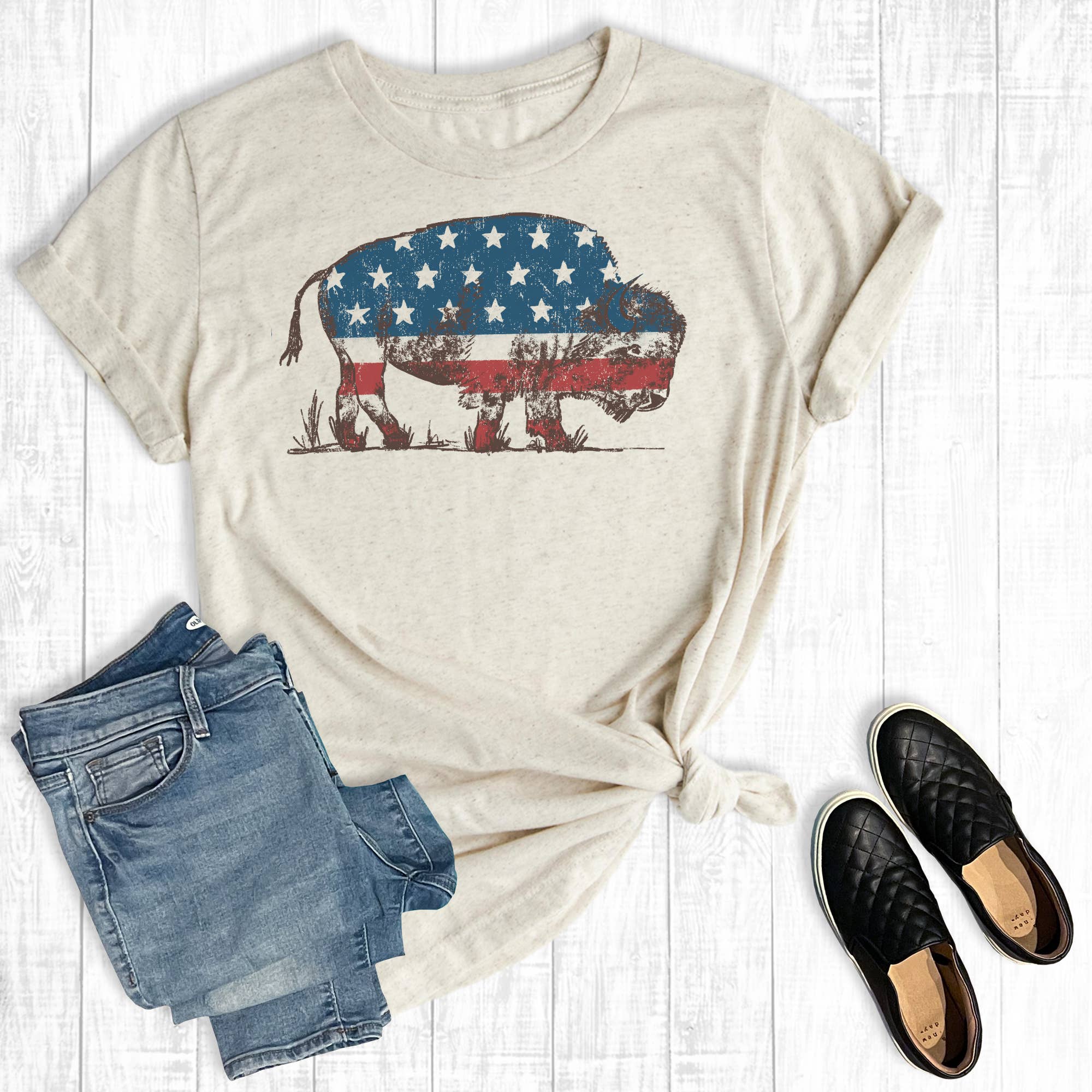 4th of July American Buffalo Graphic Tee Hoodie, Sweatshirt | PodTeesHub.com