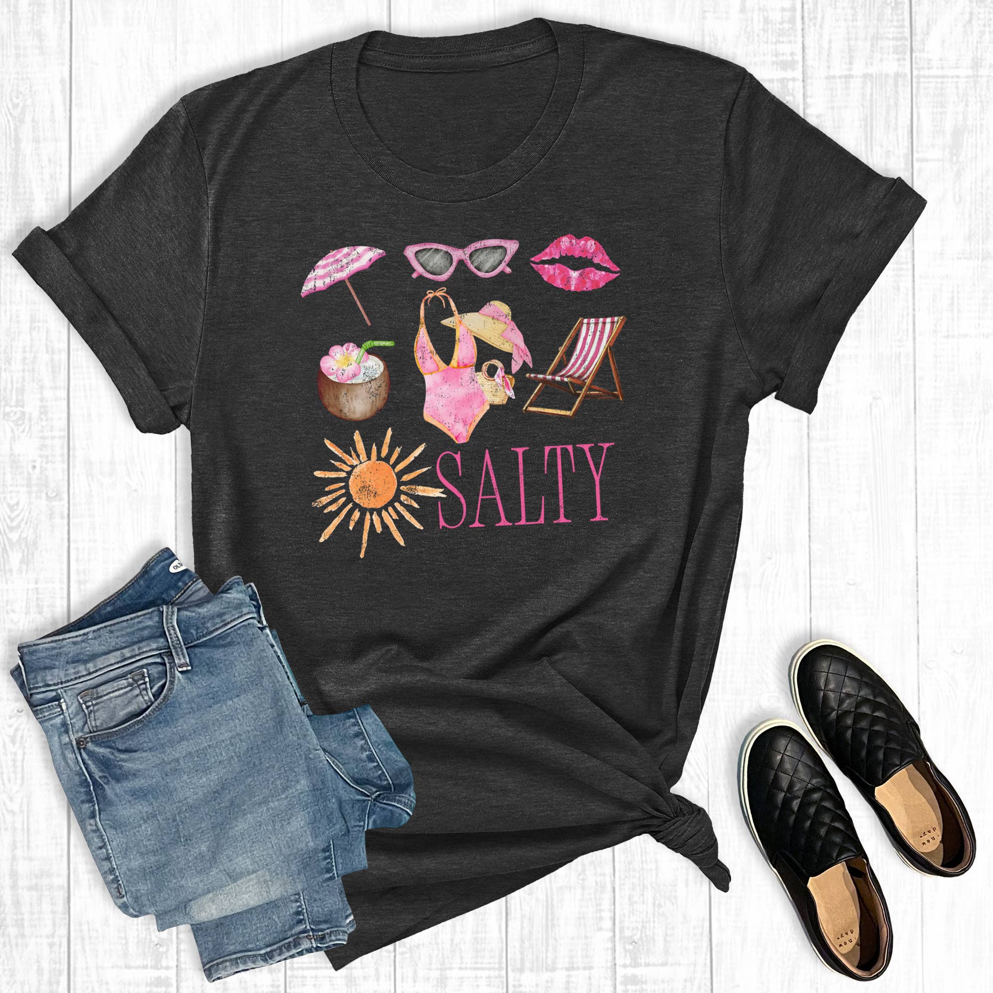 Retro Summer Salty Beach Graphic Tee Hoodie, Sweatshirt | PodTeesHub.com