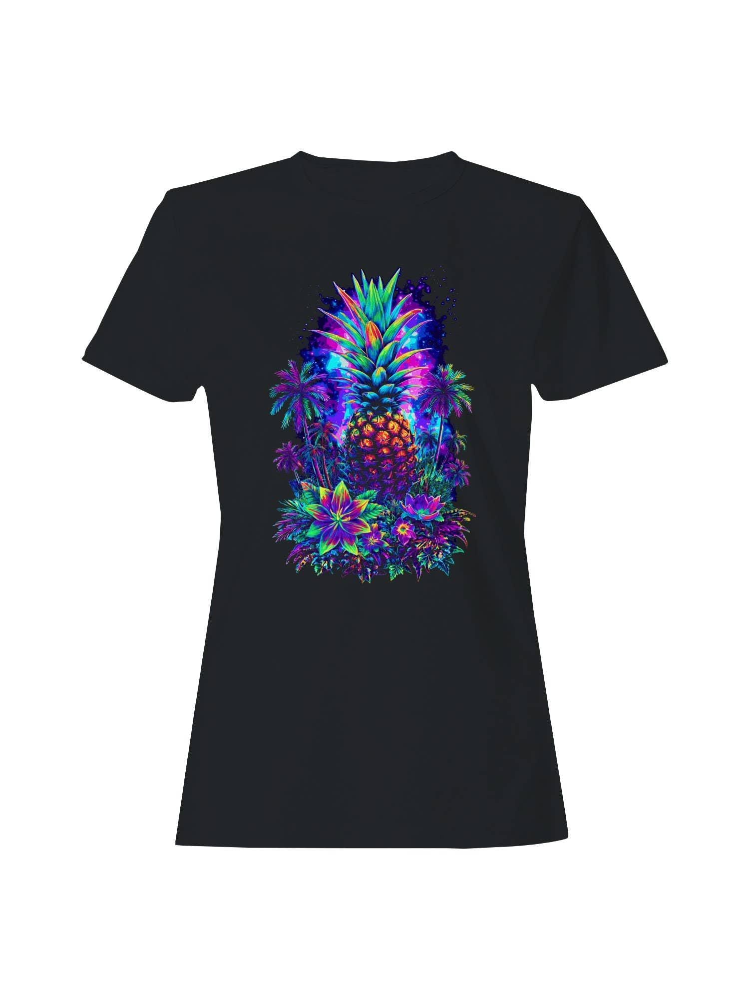 Neon Tropical Pineapple Paradise Women's T-Shirt Hoodie, Sweatshirt | PodTeesHub.com