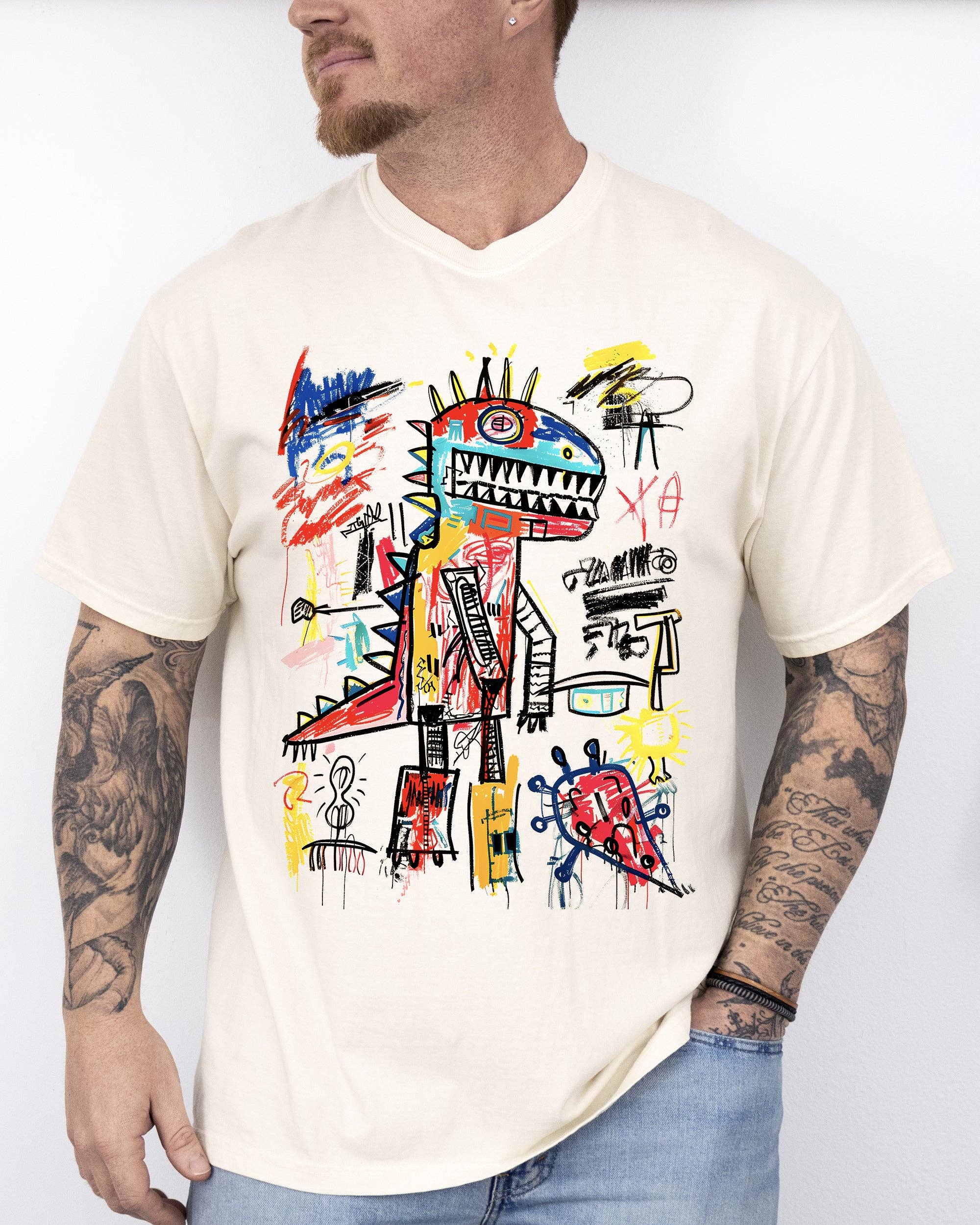 Robot Dinosaur, Graffiti, Neo Expressionist, Dragon Shirt Hoodie, Sweatshirt | PodTeesHub.com