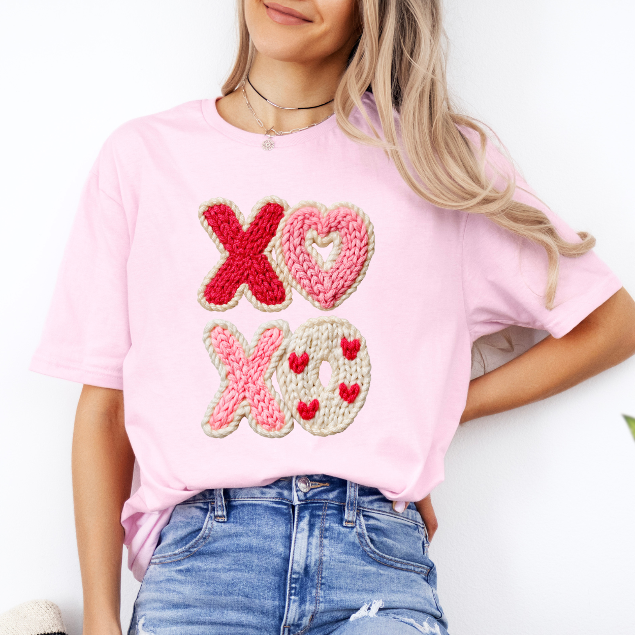 Xoxo Faux Knit | Unisex T-Shirt [Gildan] Hoodie, Sweatshirt | PodTeesHub.com