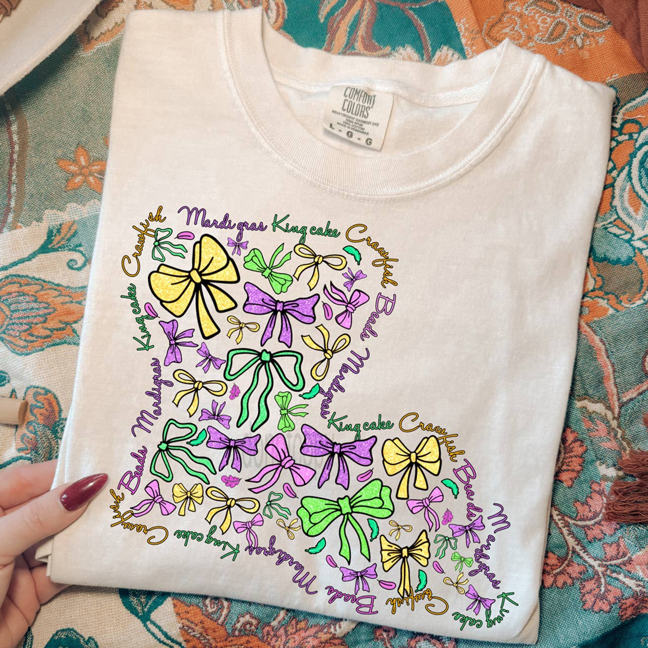 Louisiana Mardi Gras Bows Tee Hoodie, Sweatshirt | PodTeesHub.com