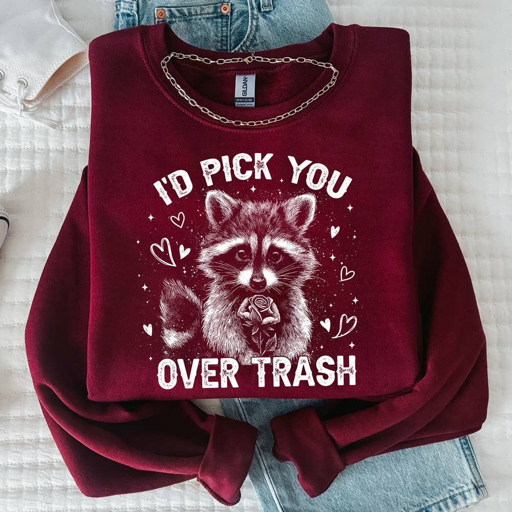 I'd Pick You Over Trash Raccoon Sweatshirt T-Shirts, Hoodie | PodTeesHub.com