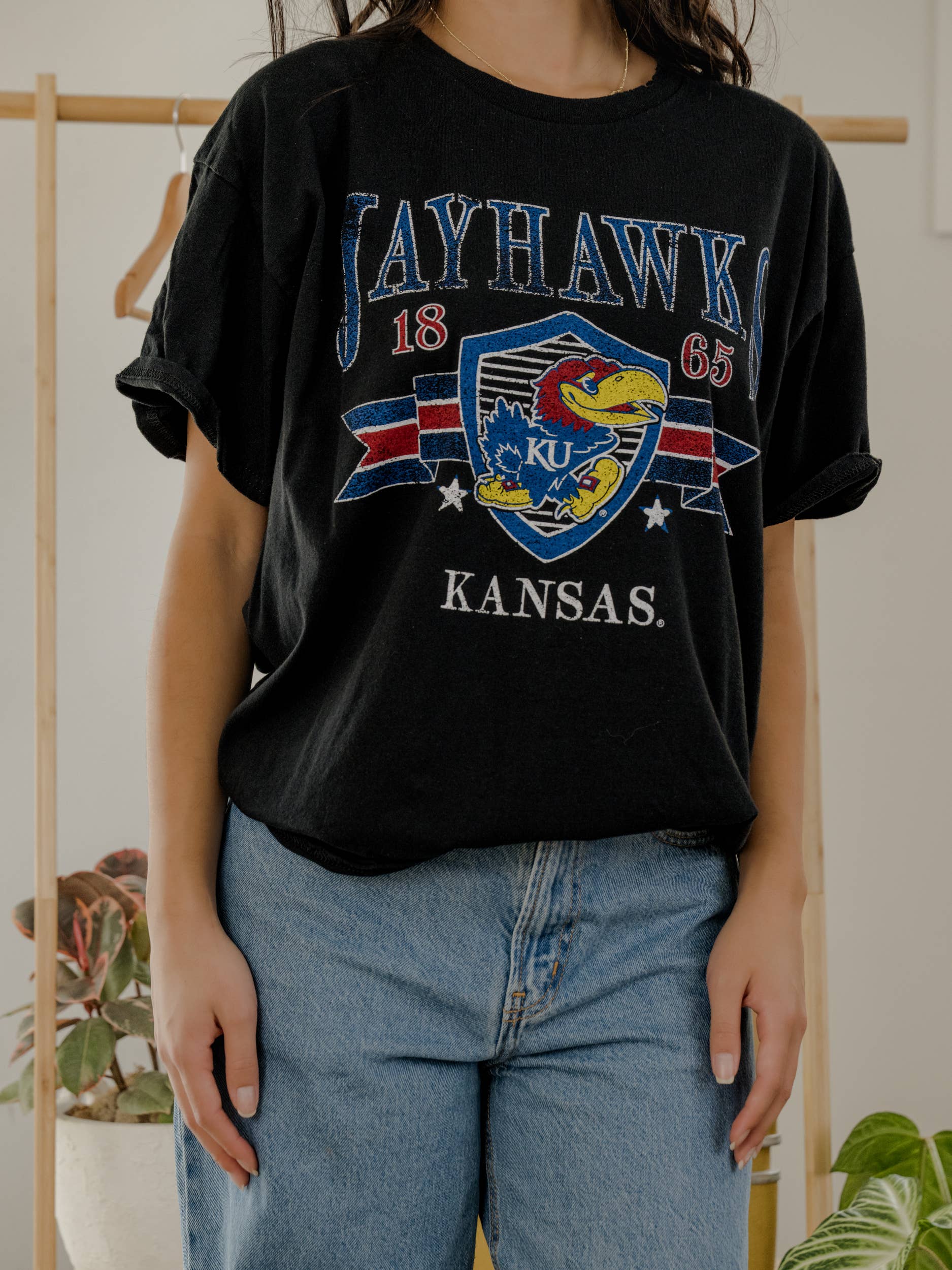 Ku Jayhawks Pep Rally Black Thrifted Tee Hoodie, Sweatshirt | PodTeesHub.com