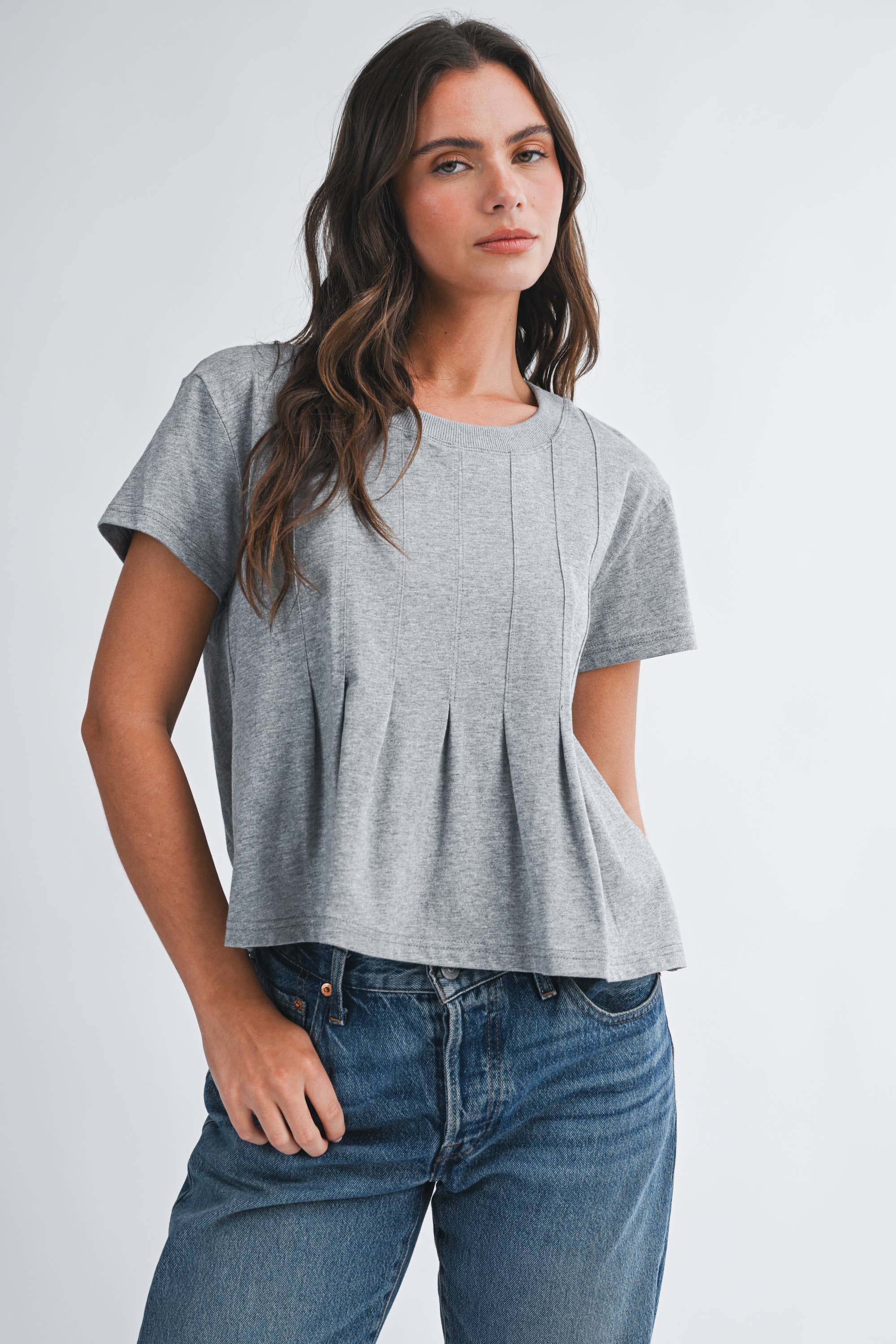 8613HK Pleated Swing Tee Top Hoodie, Sweatshirt | PodTeesHub.com