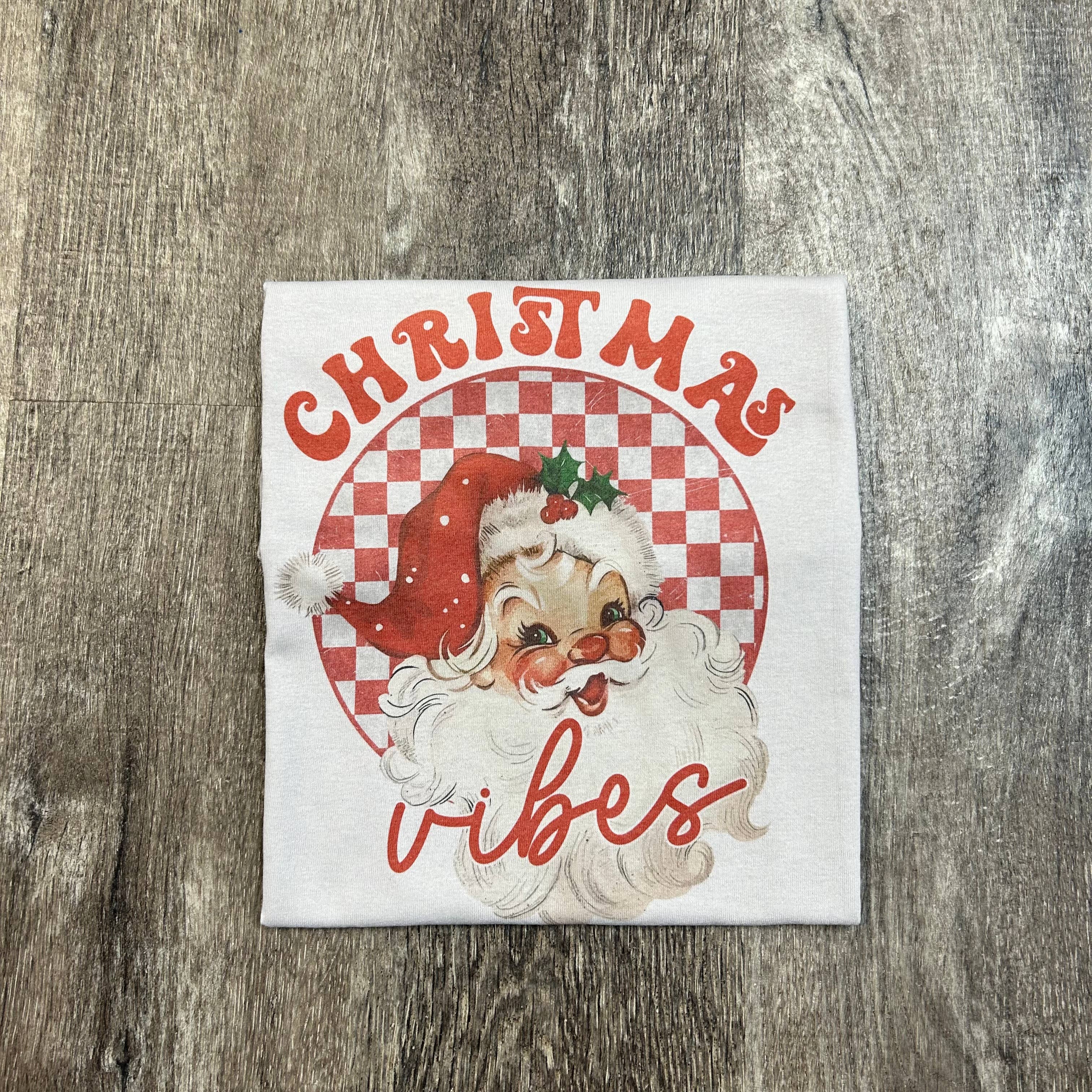 Christmas Vibes Vintage Santa On White Tee Hoodie, Sweatshirt | PodTeesHub.com