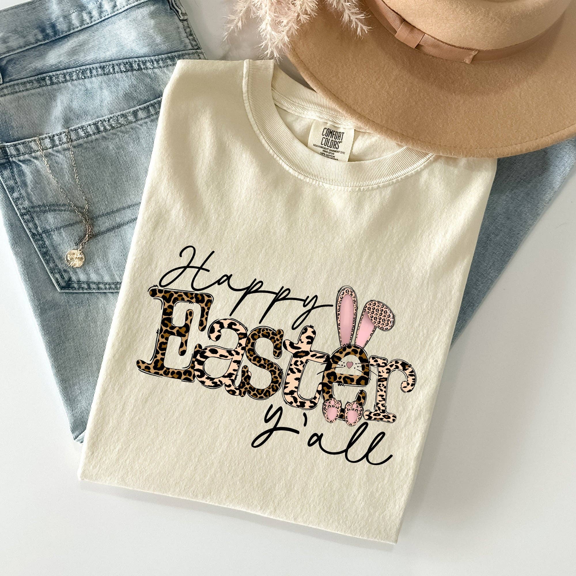 Happy Easter Y'all, Leopard Print, Rabbit Tshirt Hoodie, Sweatshirt | PodTeesHub.com