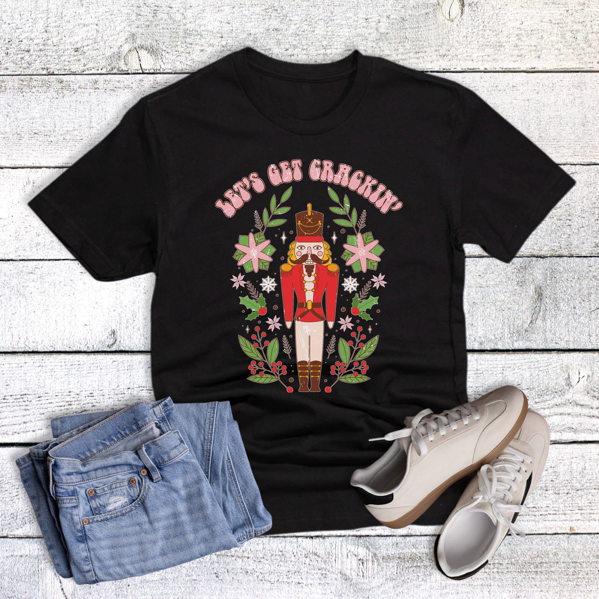 Christmas Holly Let's Get Crackin' Graphic Tee Hoodie, Sweatshirt | PodTeesHub.com
