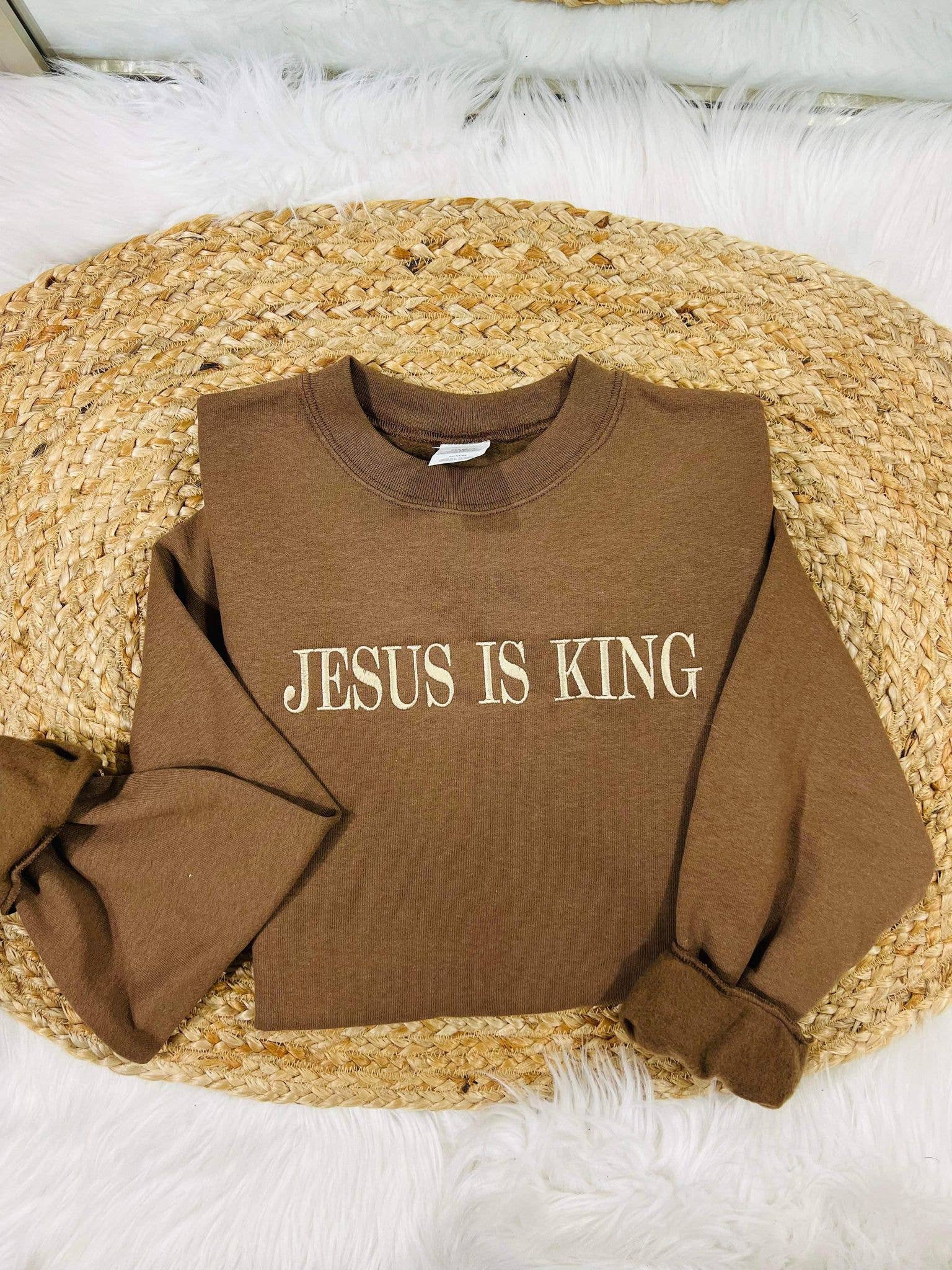 Jesus Is King Simple Embroidered Sweatshirt T-Shirts, Hoodie | PodTeesHub.com