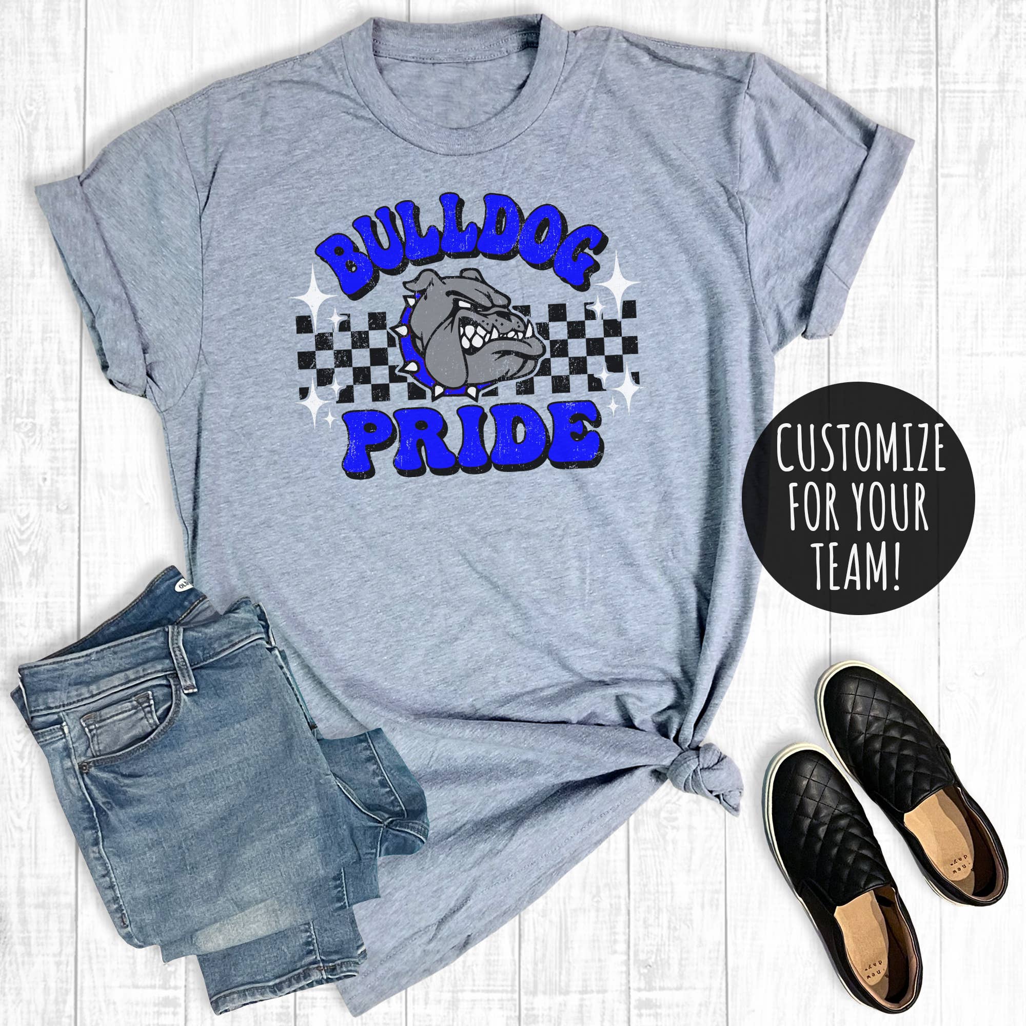 Custom Groovy Checkered Spirit Wear Graphic Tee Hoodie, Sweatshirt | PodTeesHub.com