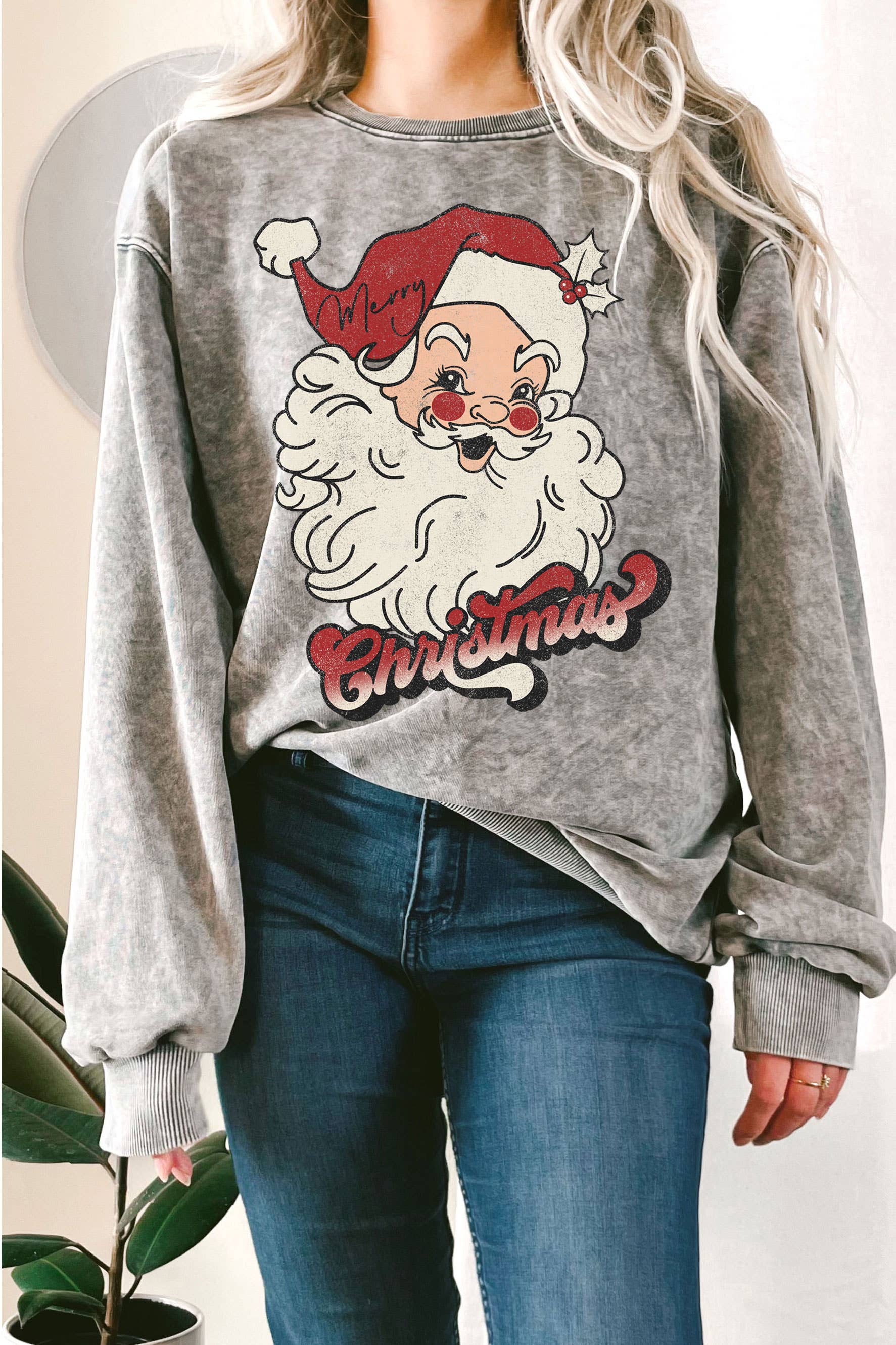 Merry Christmas Red  Mineral Graphic Terry Sweatshirt T-Shirts, Hoodie | PodTeesHub.com