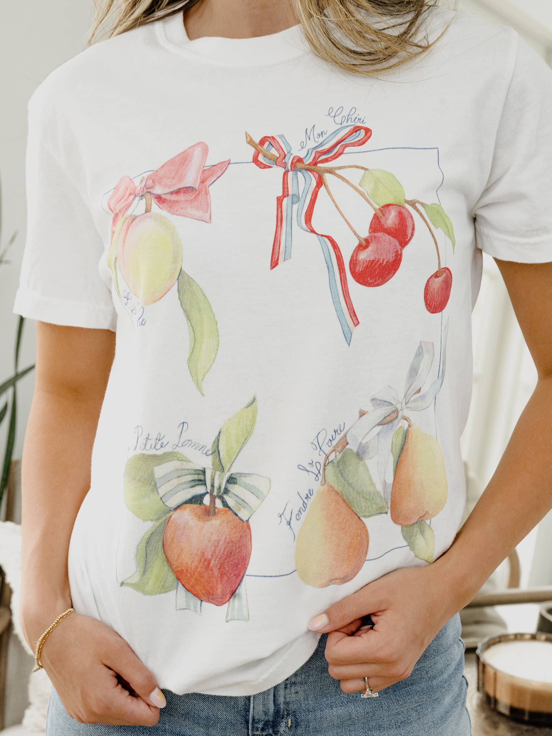 Fruit & Bows White Comfort Colors Tee Hoodie, Sweatshirt | PodTeesHub.com