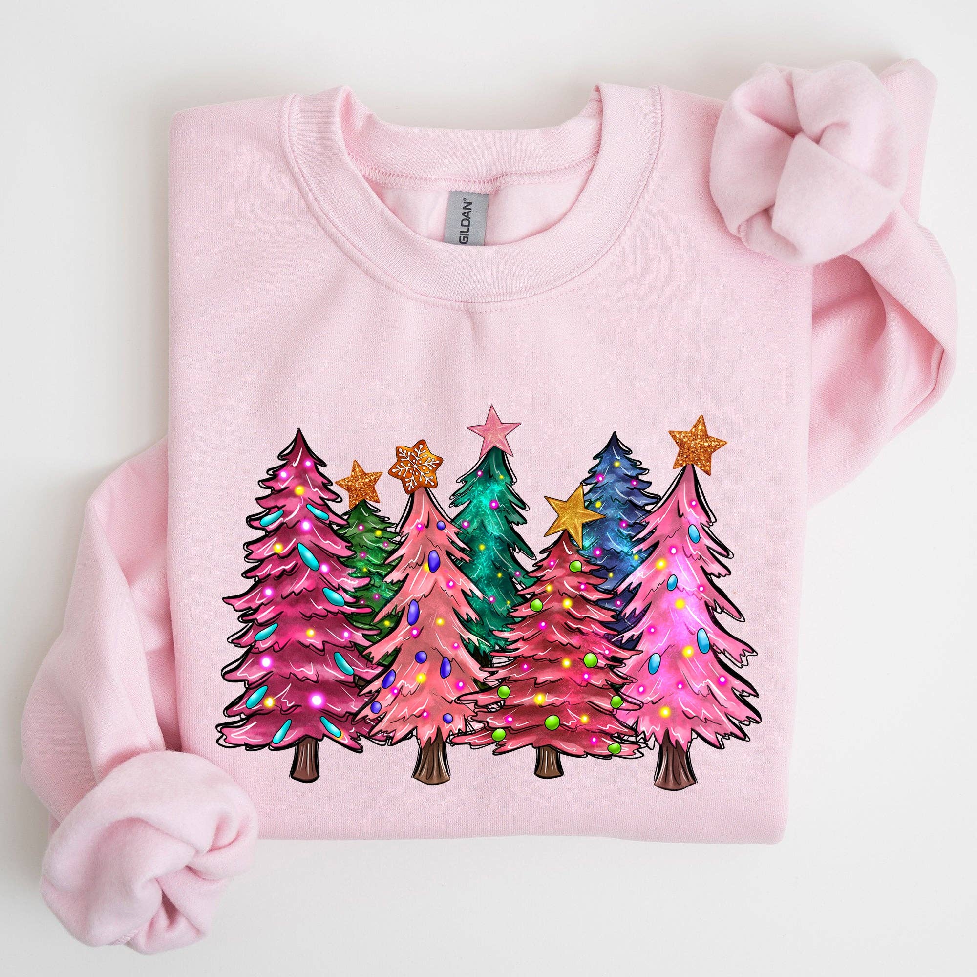 Colorful Christmas Tree, Retro, Santa Winter Xmas Sweatshirt T-Shirts, Hoodie | PodTeesHub.com