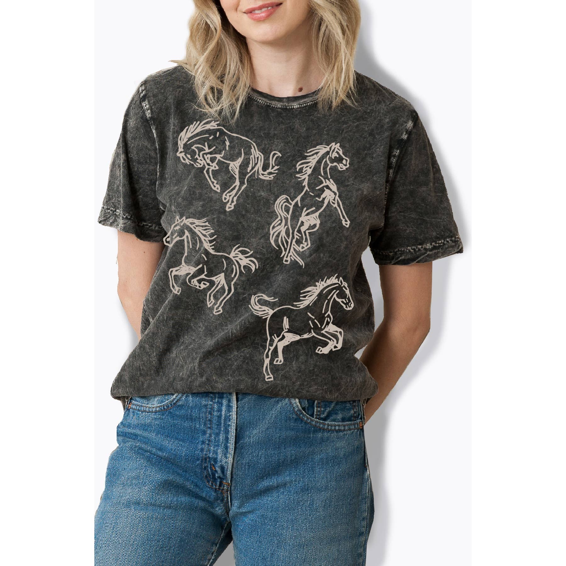 Howdy Horse Mineral Washed T Shirt Hoodie, Sweatshirt | PodTeesHub.com