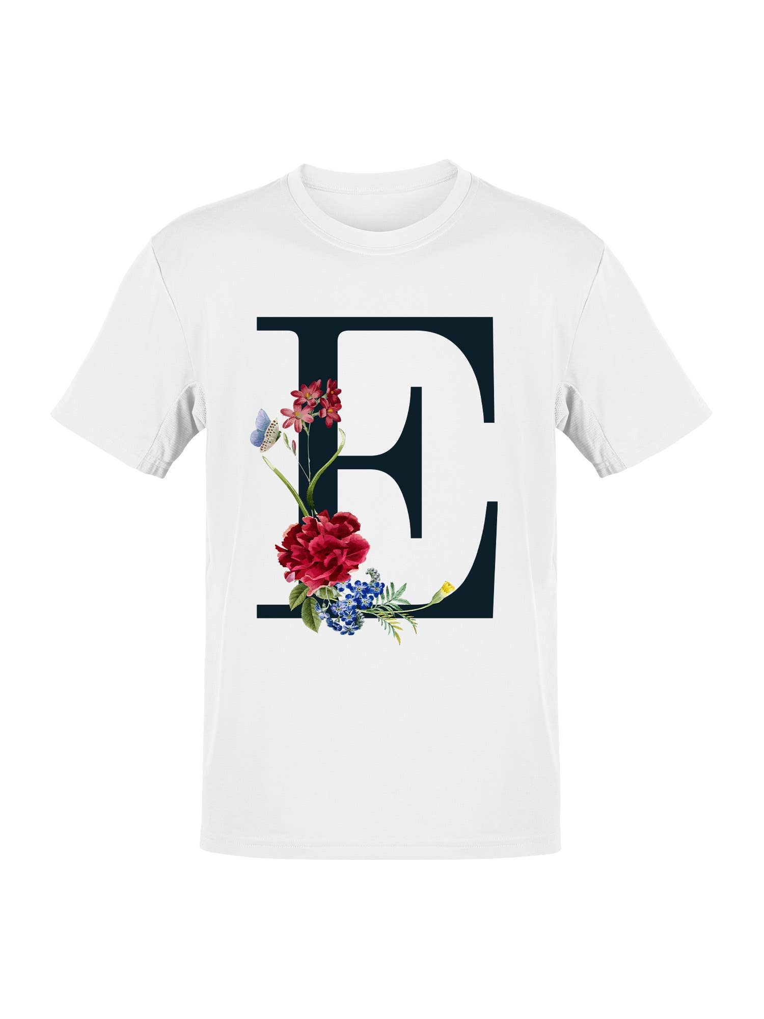 Floral Letter E Design Women's T-Shirt Hoodie, Sweatshirt | PodTeesHub.com