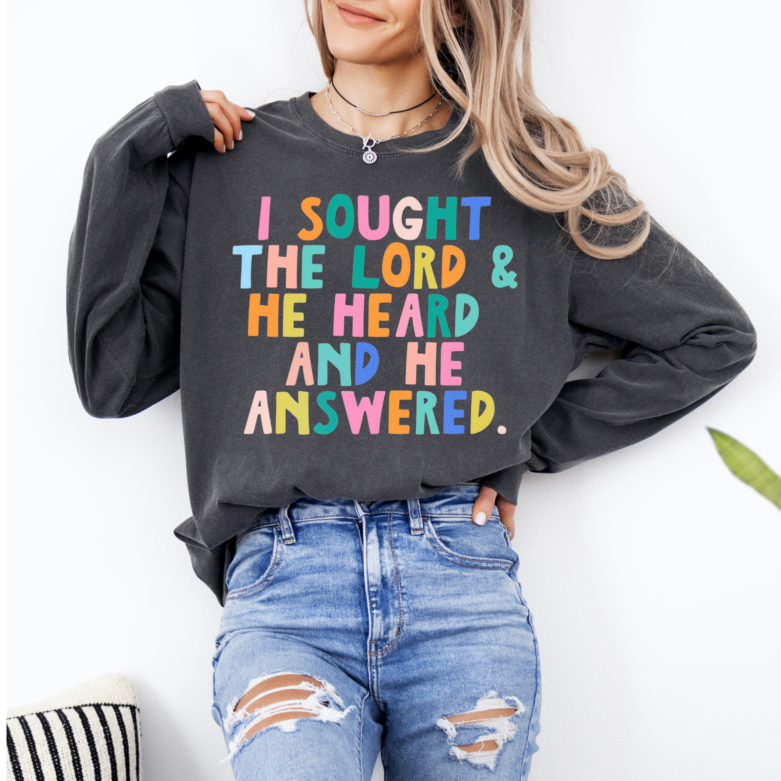 I Sought the Lord Long Sleeve Tee Hoodie, Sweatshirt | PodTeesHub.com