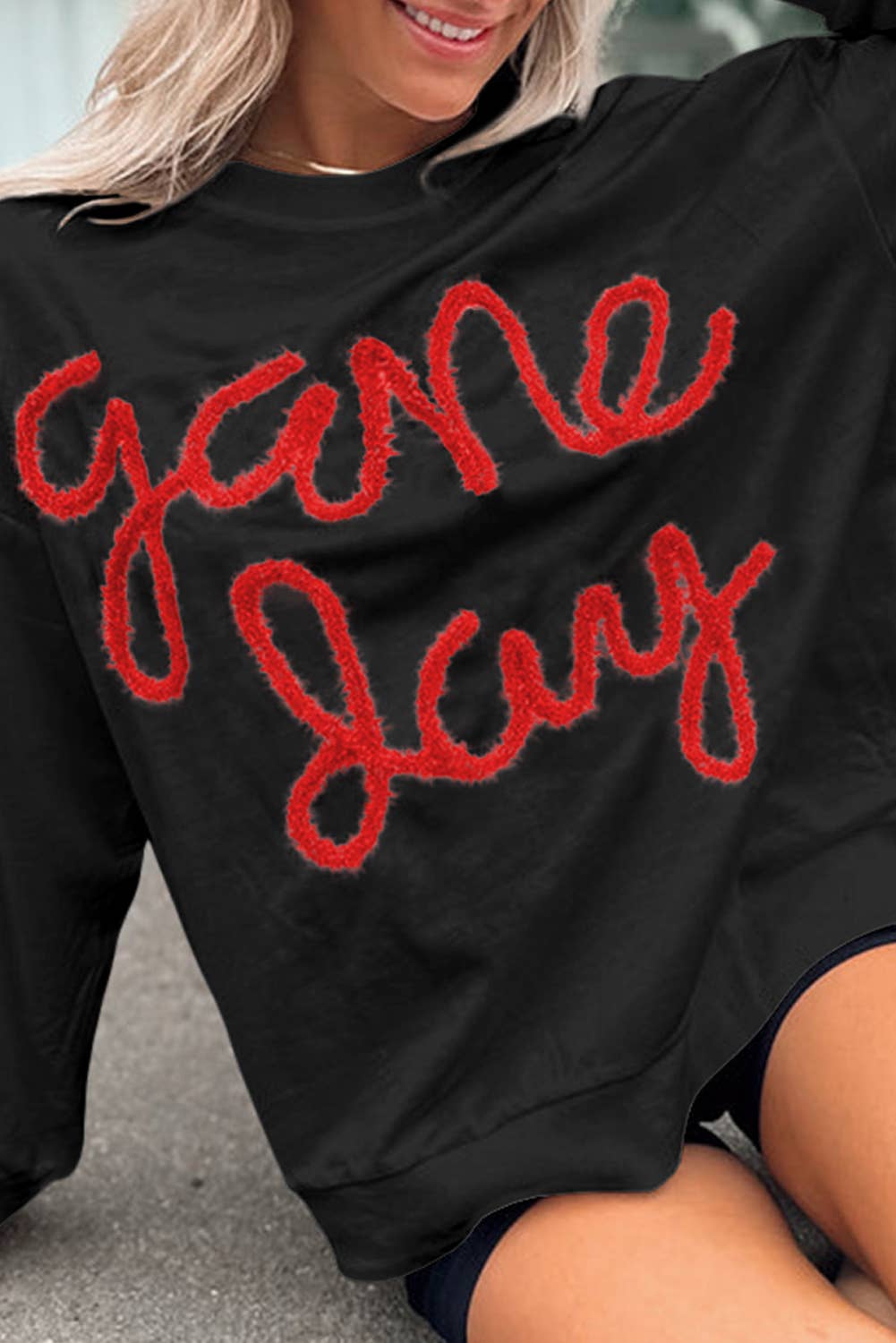 Plus Game Day Tinsel Graphic Crew Neck Sweatshirt (S-4X) T-Shirts, Hoodie | PodTeesHub.com