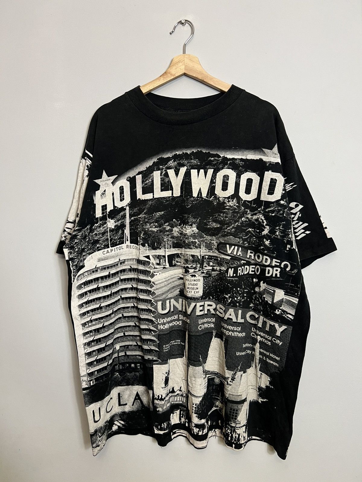Rare Vintage 1996 1990s Hollywood All Over Print T Shirt Hoodie, Sweatshirt | PodTeesHub.com