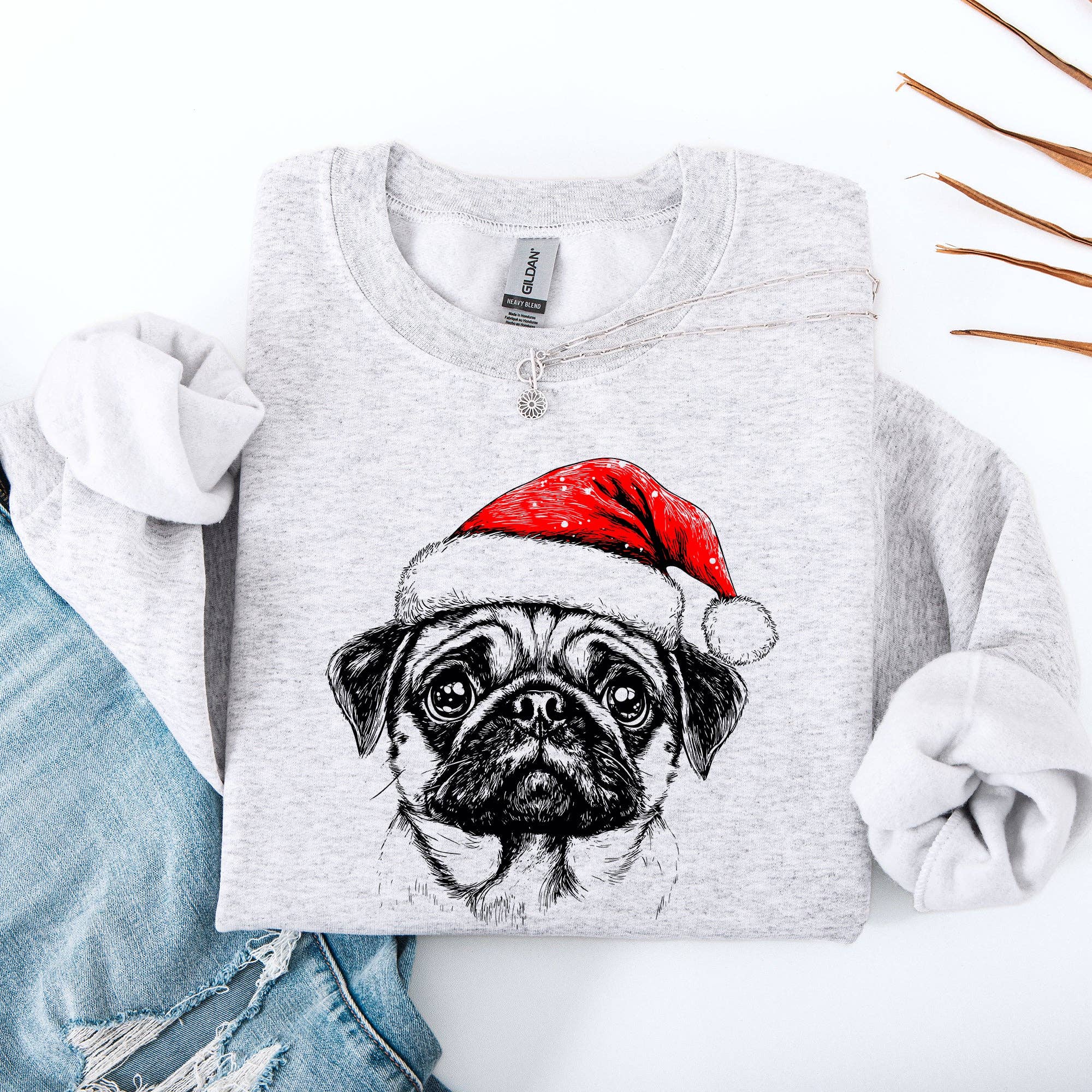 Pug, Santa, Dog, Christmas, Dog Lover, Pet Sweatshirt T-Shirts, Hoodie | PodTeesHub.com