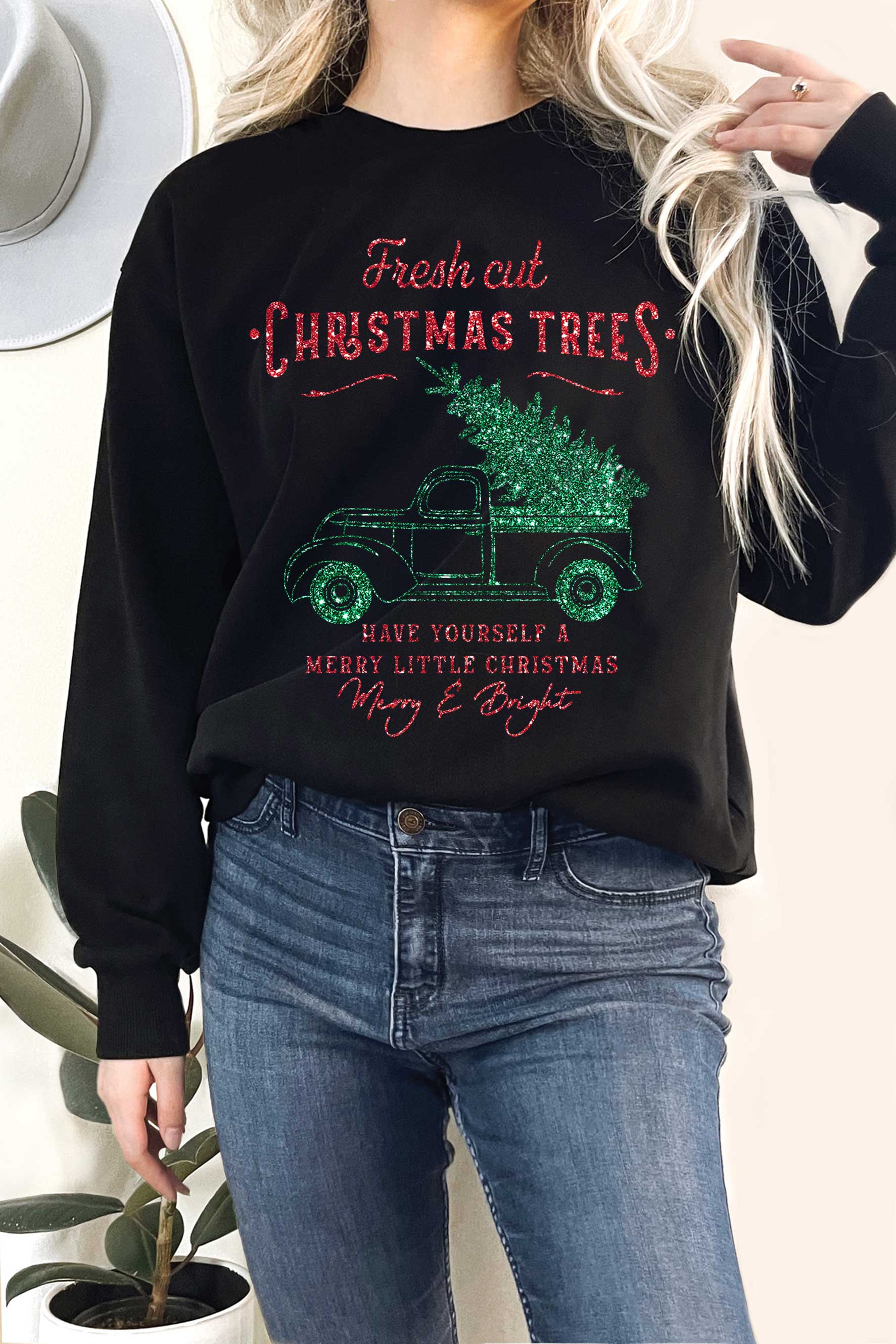 Fresh Cut Christmas Trees "Glitter" Graphix Terry Sweatshirt T-Shirts, Hoodie | PodTeesHub.com