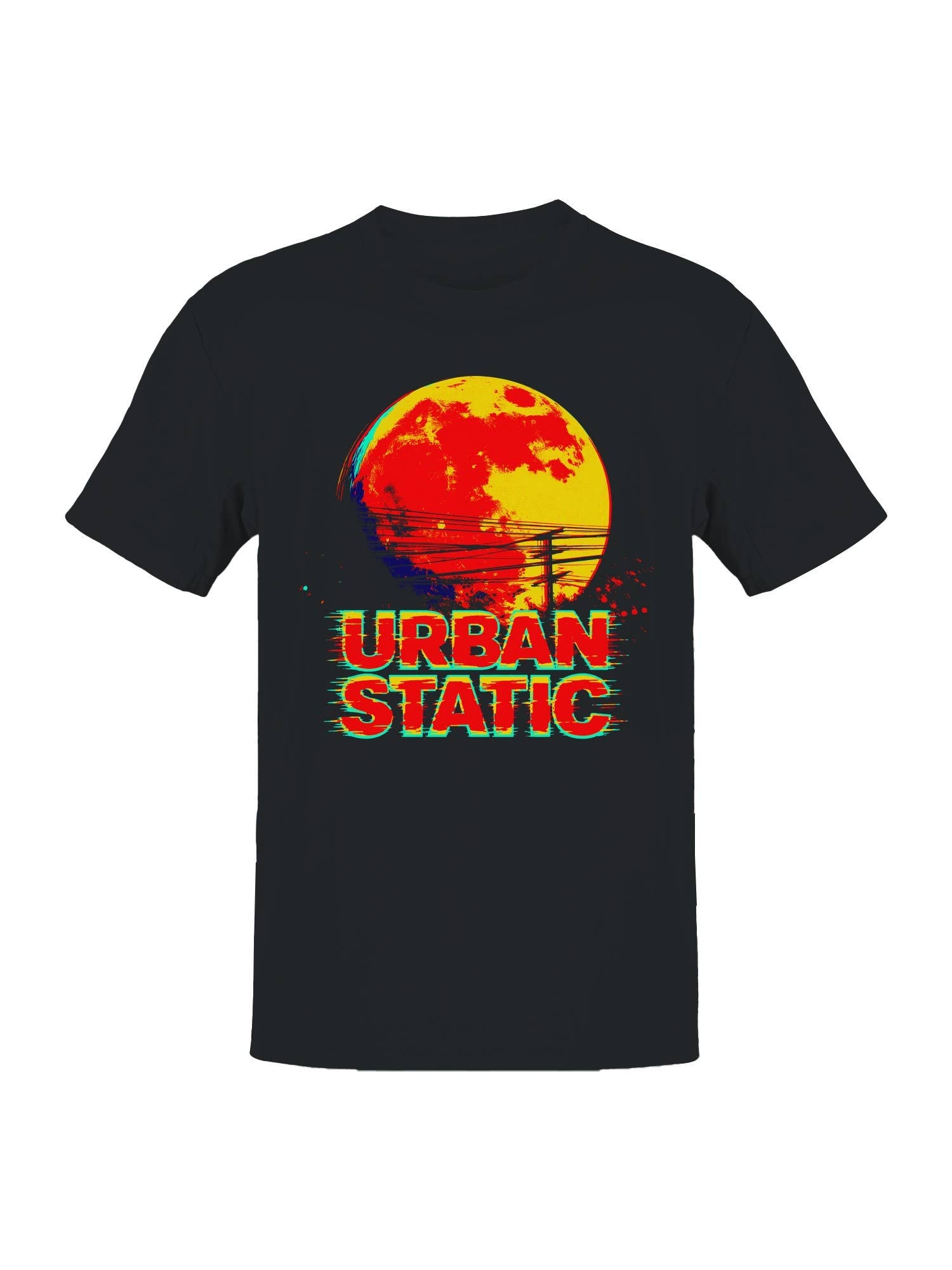 Urban Static Retro Moon Art Men's T-Shirt Hoodie, Sweatshirt | PodTeesHub.com