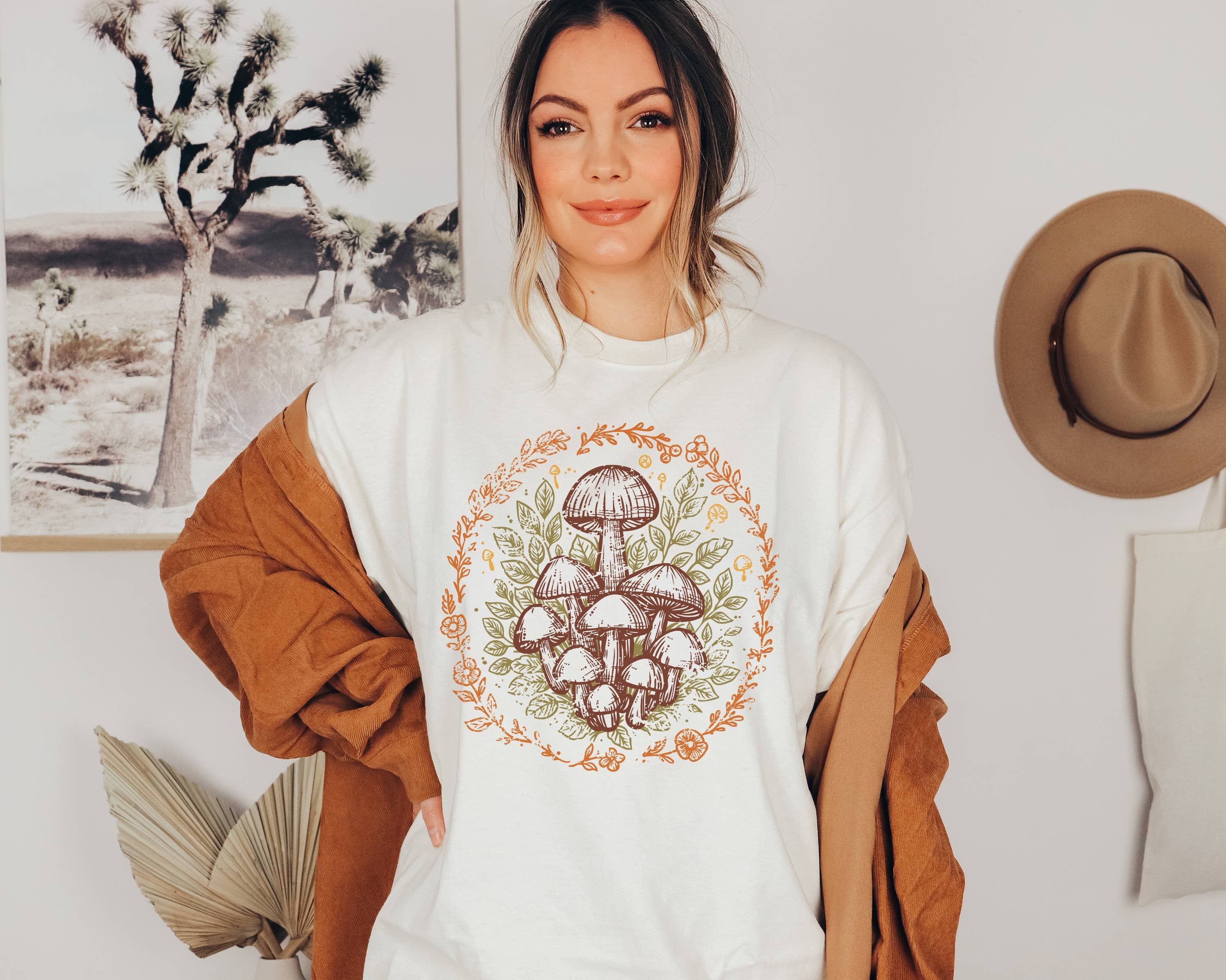 Vintage Autumn Mushrooms Graphic Tee | Fall Tee Hoodie, Sweatshirt | PodTeesHub.com