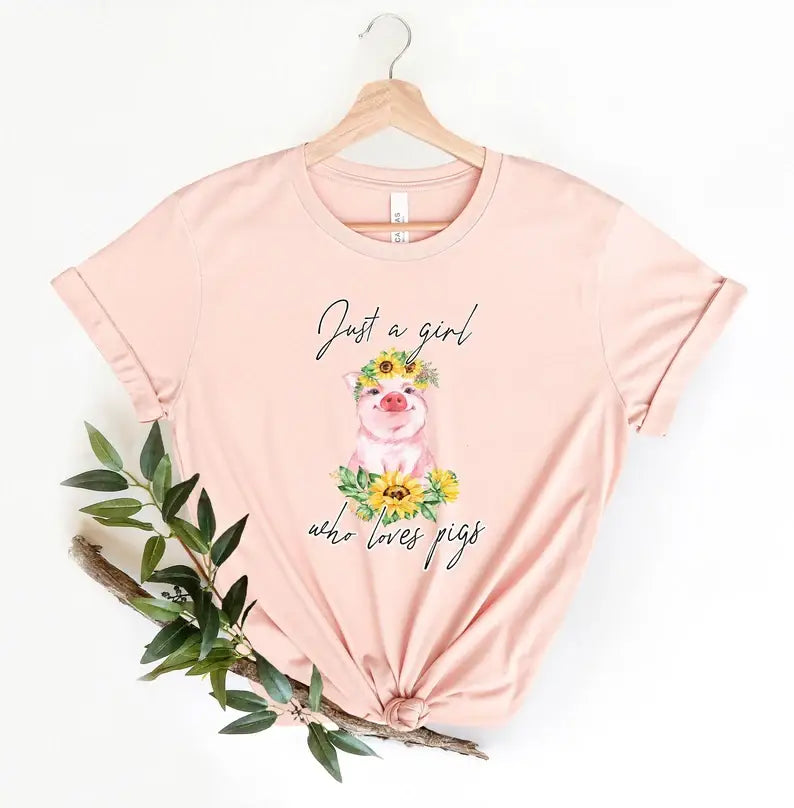 Just A Girl Who Loves Pigs T-Shirt Hoodie, Sweatshirt | PodTeesHub.com