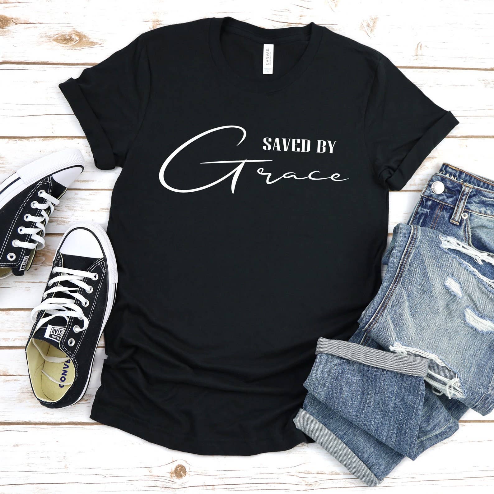 Saved By Grace T-Shirt Hoodie, Sweatshirt | PodTeesHub.com