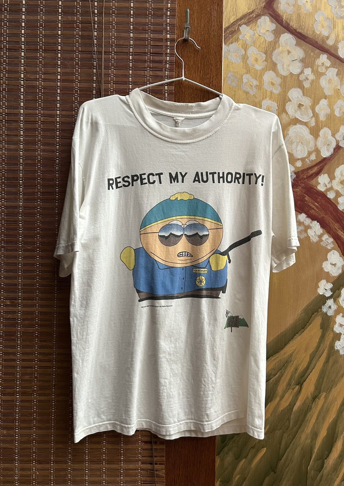 Vintage 1999 South Park Cartman Respect My Authority Tee Size M Hoodie, Sweatshirt | PodTeesHub.com