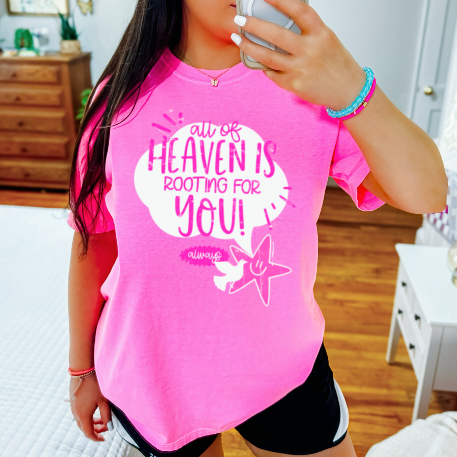 Heaven Is Rooting For You Christian Graphic Tee|Comfortcolor Hoodie, Sweatshirt | PodTeesHub.com