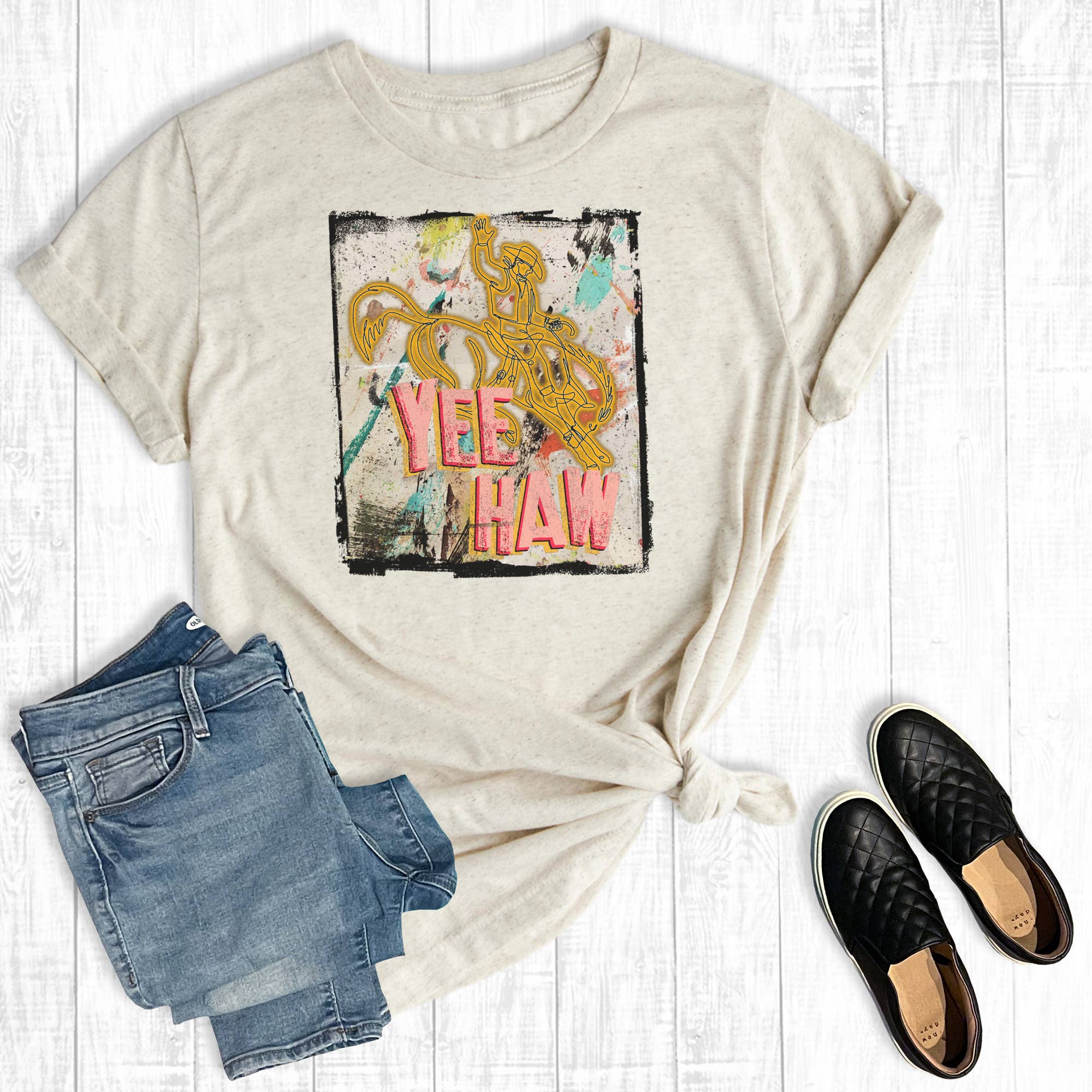 Western Yee Haw Cowboy Graphic Tee Hoodie, Sweatshirt | PodTeesHub.com