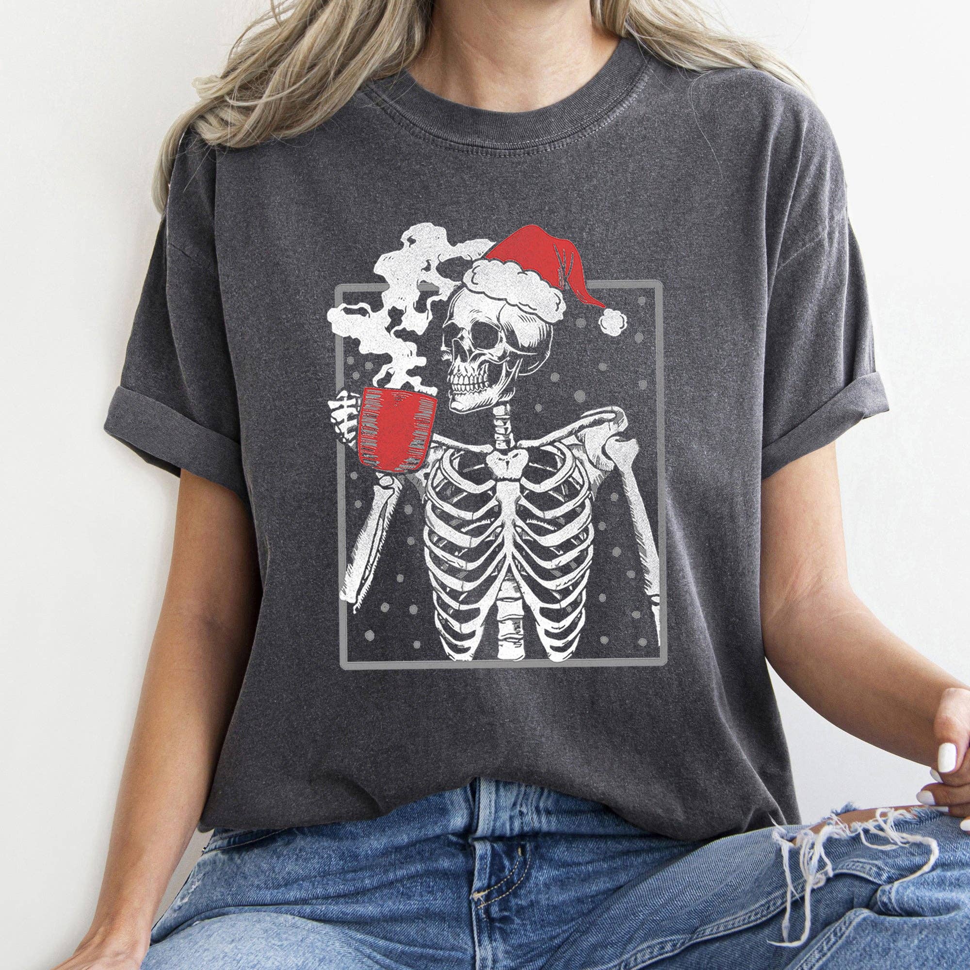 Santa Skeleton Coffee, Vintage, Christmas, Tshirt Hoodie, Sweatshirt | PodTeesHub.com