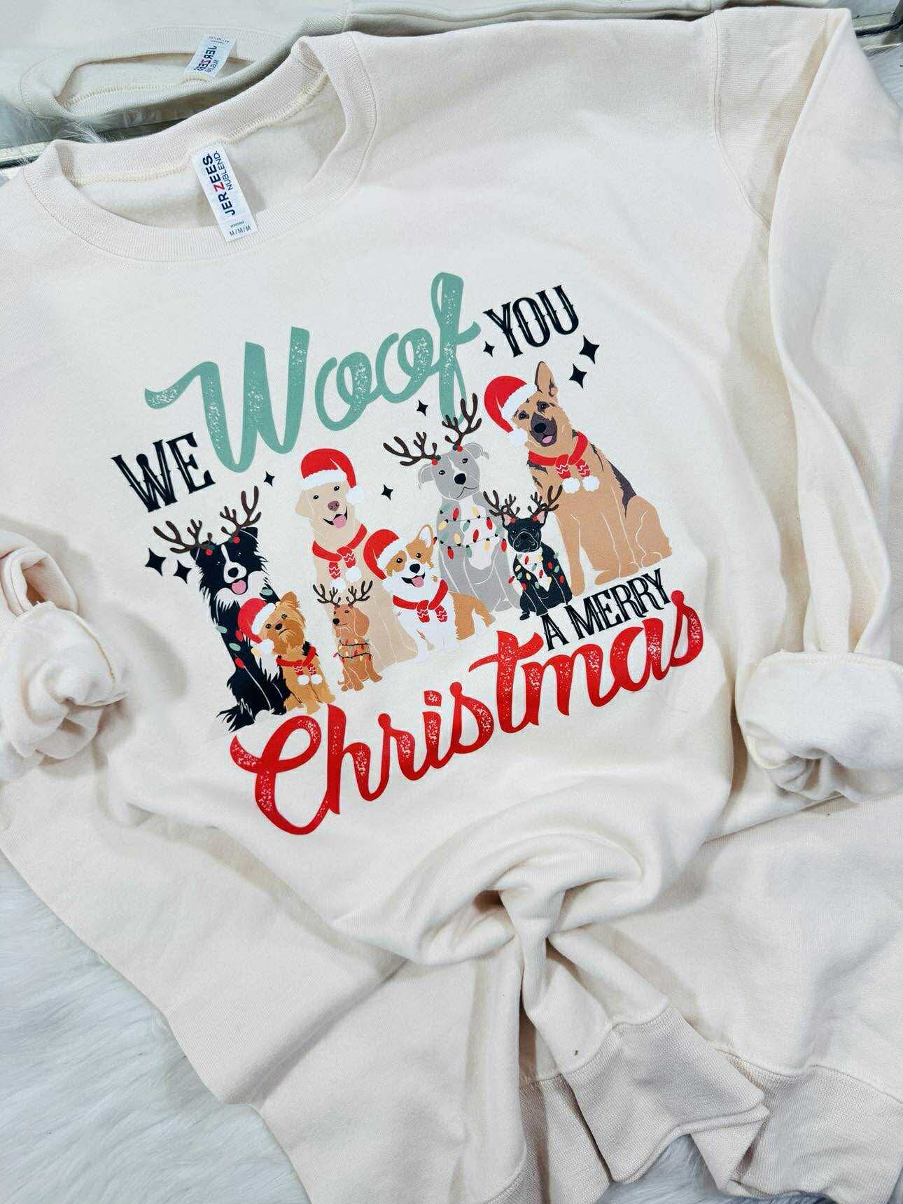 Woof You A Merry Christmas Dtf Graphic Sweatshirt T-Shirts, Hoodie | PodTeesHub.com