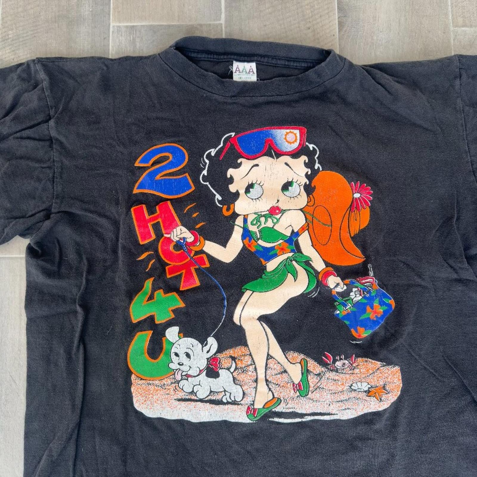 Vintage 1990s Betty Boop 2 Hot 4 U T Shirt Hoodie, Sweatshirt | PodTeesHub.com