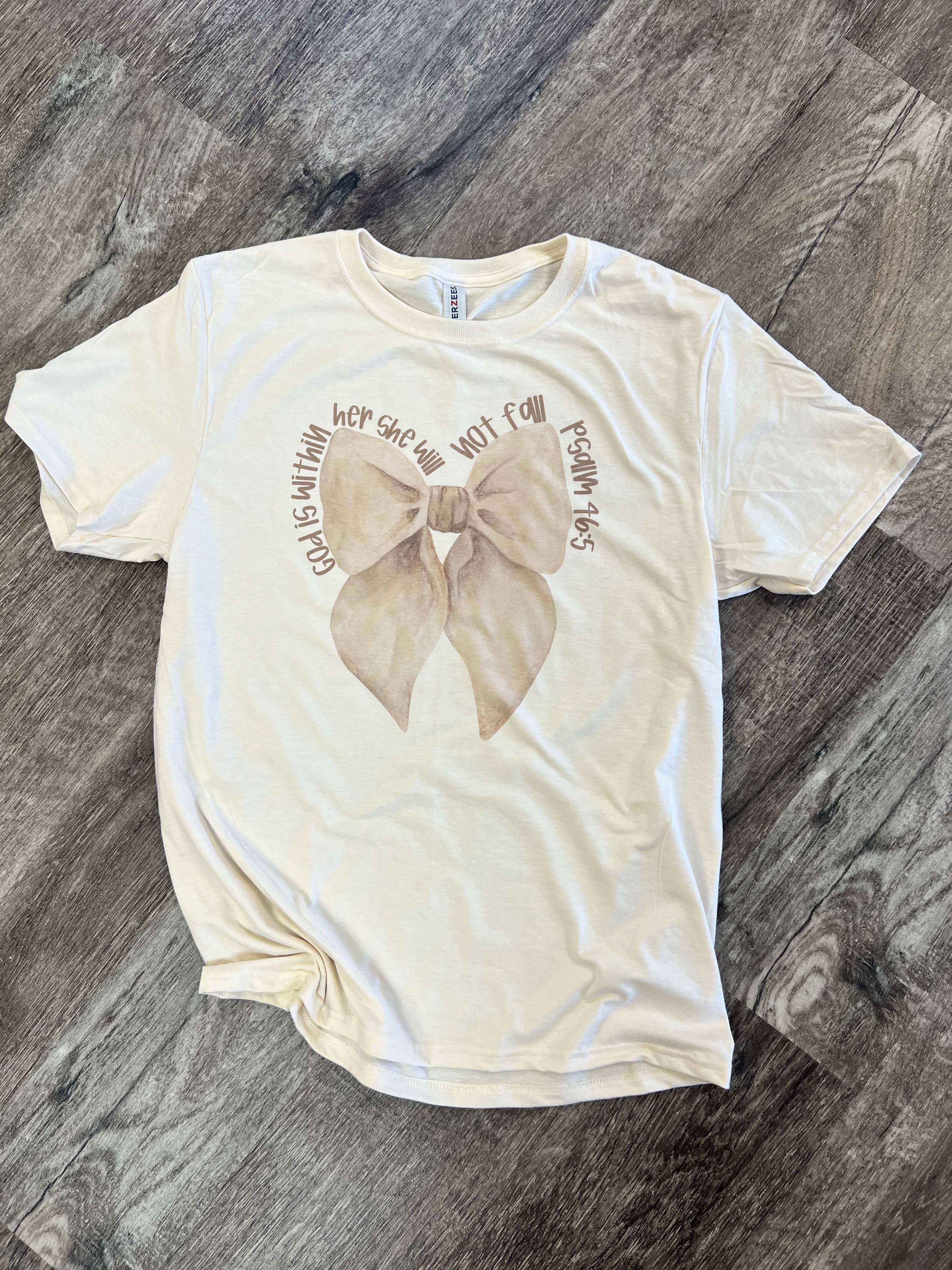 God Is Within Her Psalm 46:5 On Cream Tee Hoodie, Sweatshirt | PodTeesHub.com