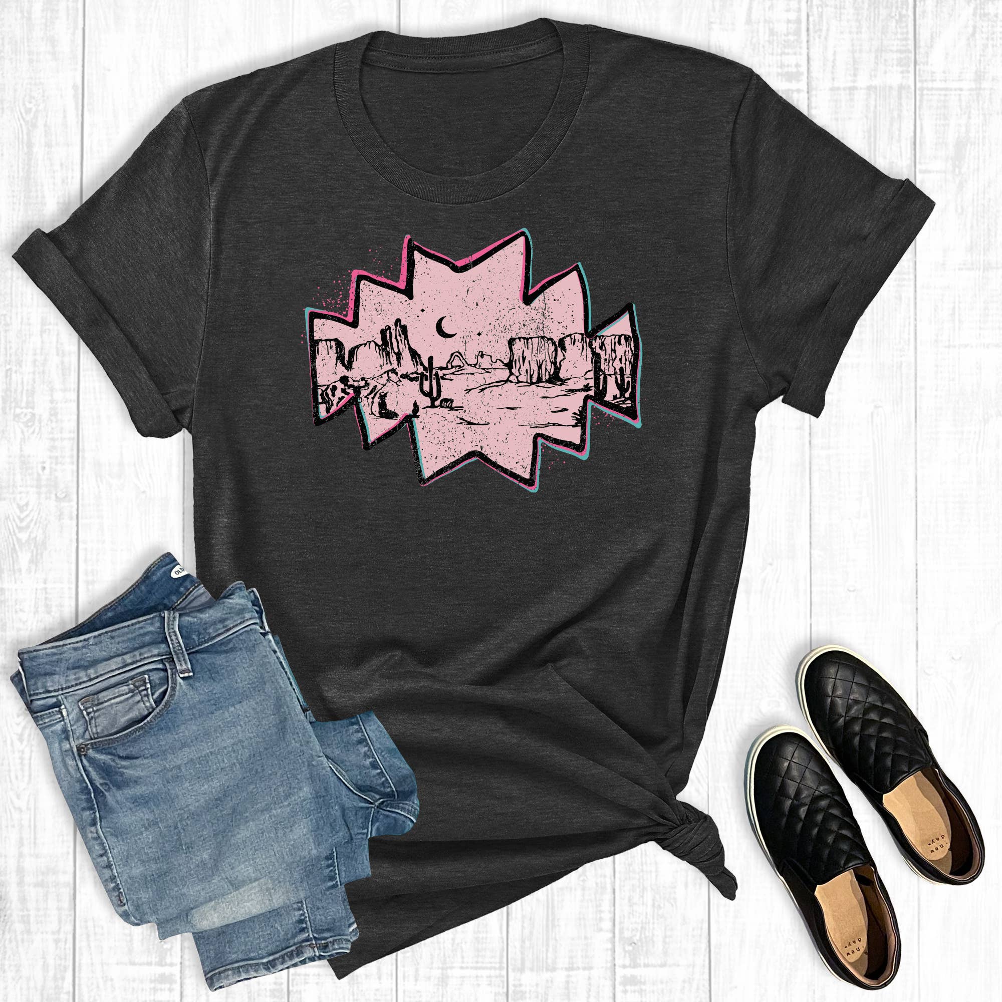 Western Aztec Desert Nights Graphic Tee Hoodie, Sweatshirt | PodTeesHub.com