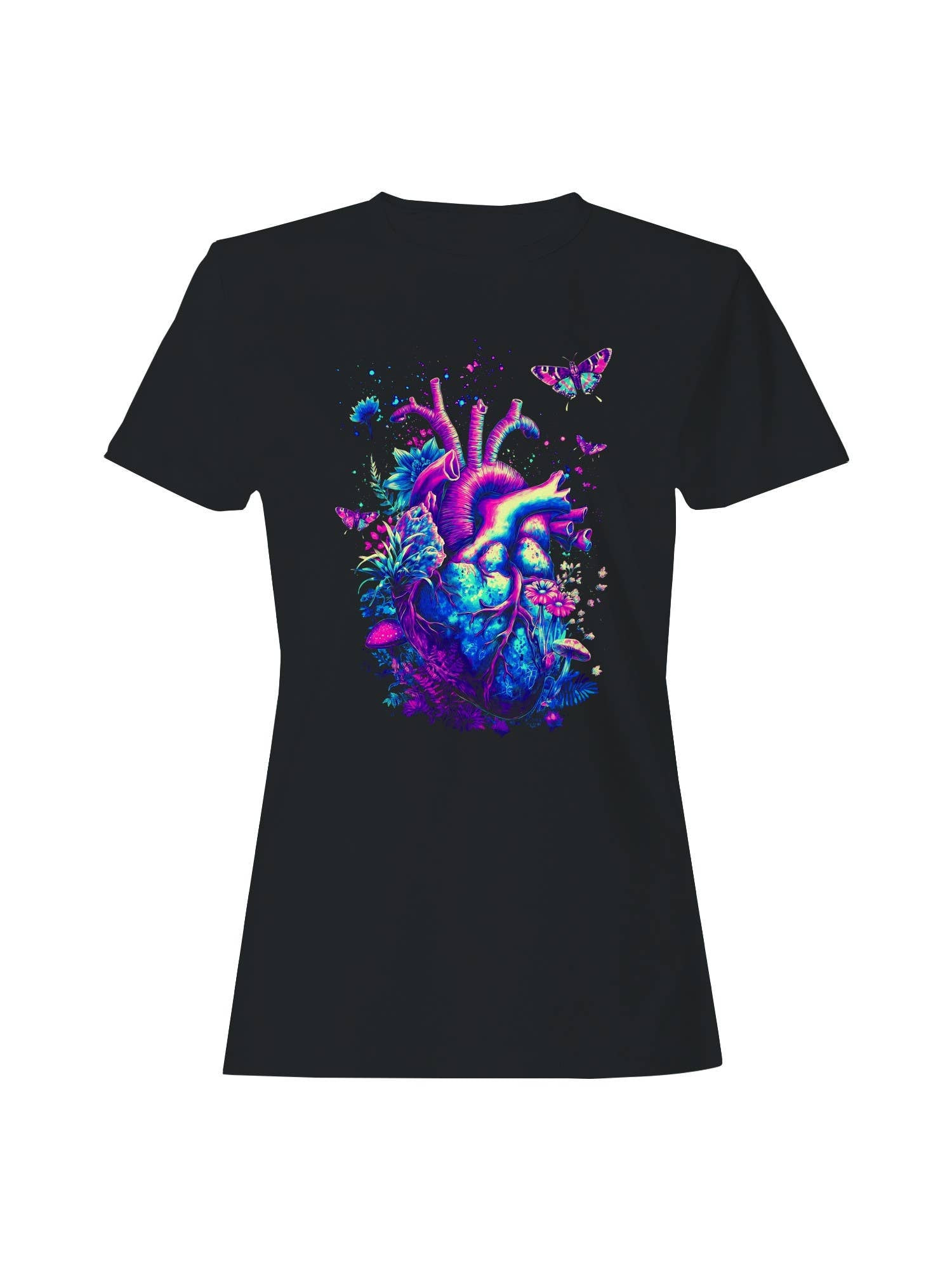 Neon Heart and Nature Fusion Women's T-Shirt Hoodie, Sweatshirt | PodTeesHub.com