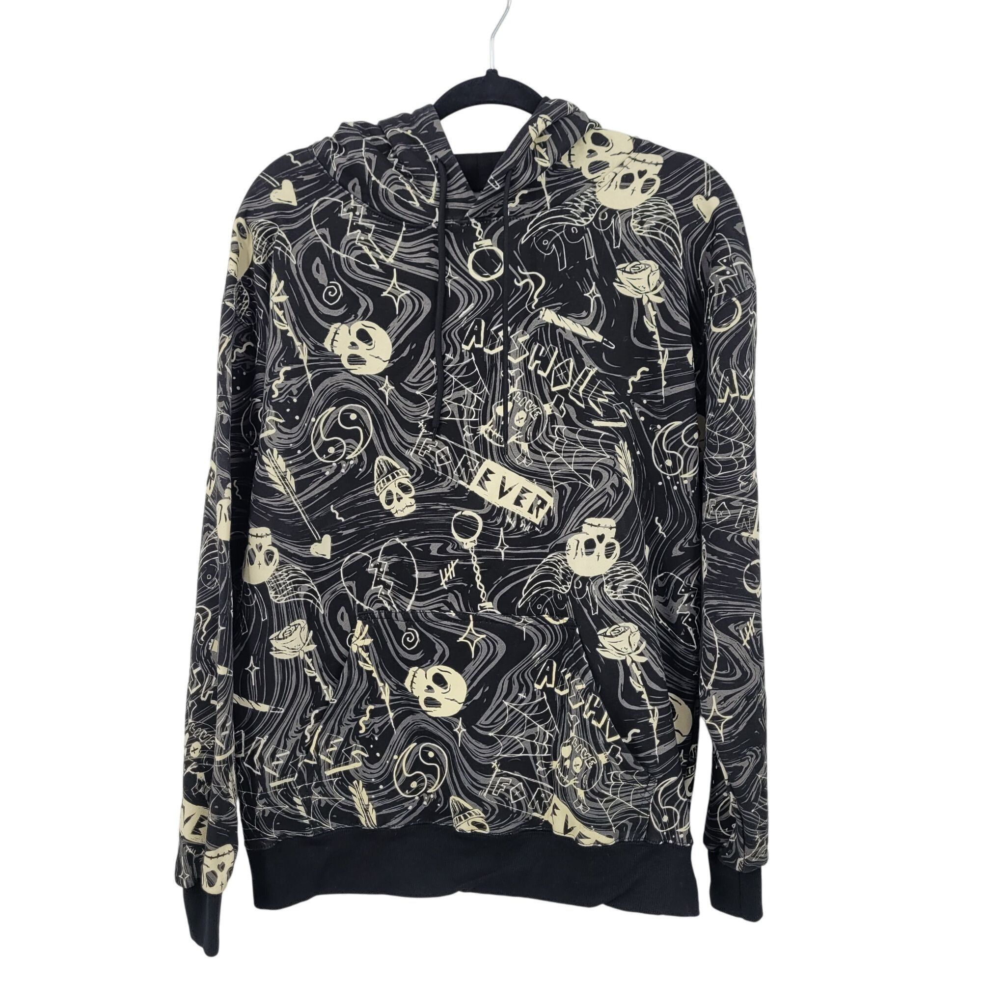 Other Y2k Unisex Black Graphic Hoodie Sz M Skull Skater Grunge Got T-Shirts, Sweatshirt | PodTeesHub.com