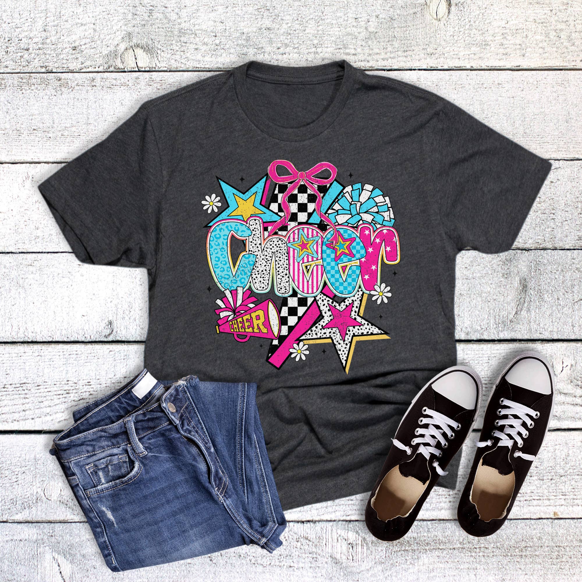 Preppy Coquette Cheer Check Graphic Tee Hoodie, Sweatshirt | PodTeesHub.com