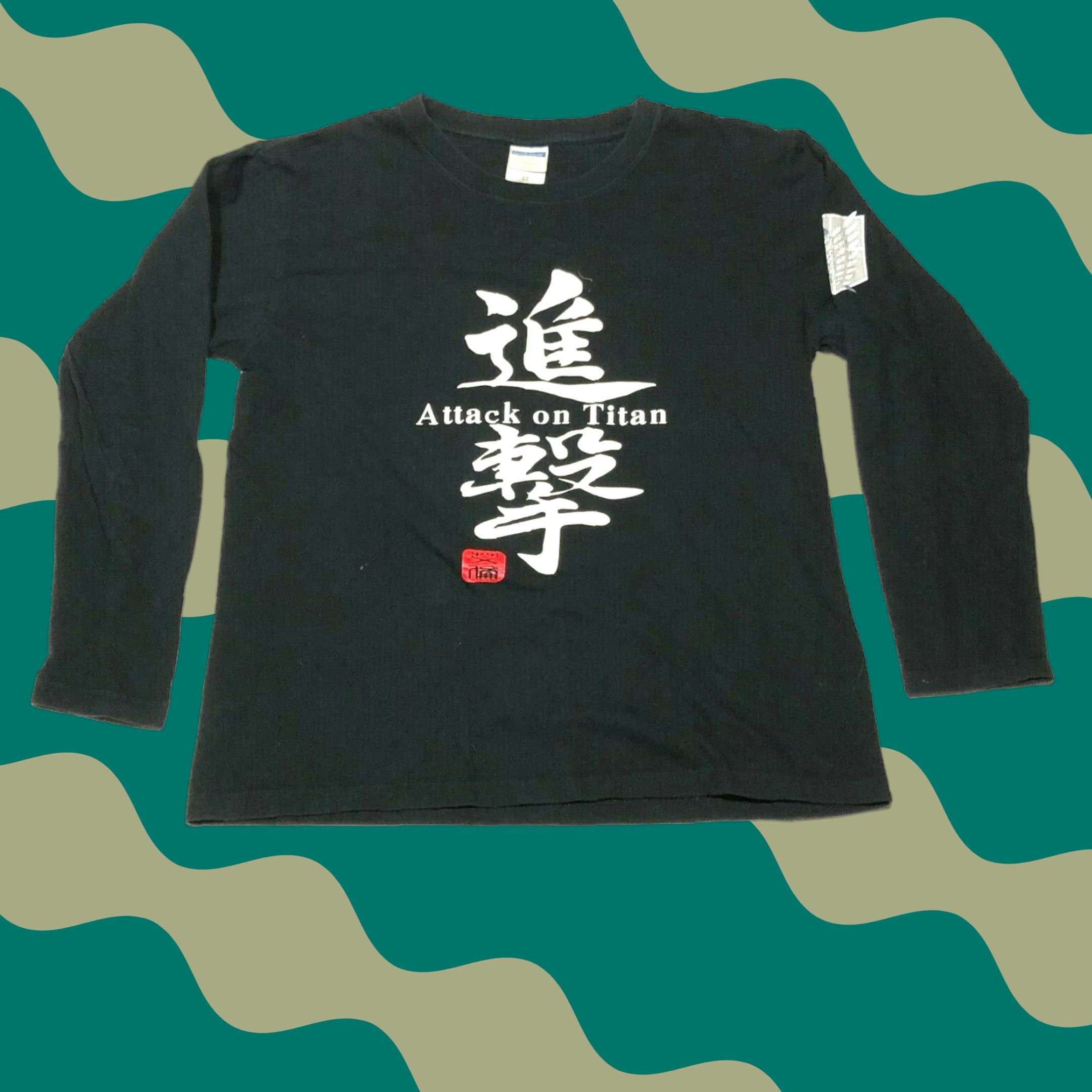 Vintage Attack On Titan Anime Tee T Shirt Mens L Black Long Sleeve Crew Neck Japanese Hoodie, Sweatshirt | PodTeesHub.com